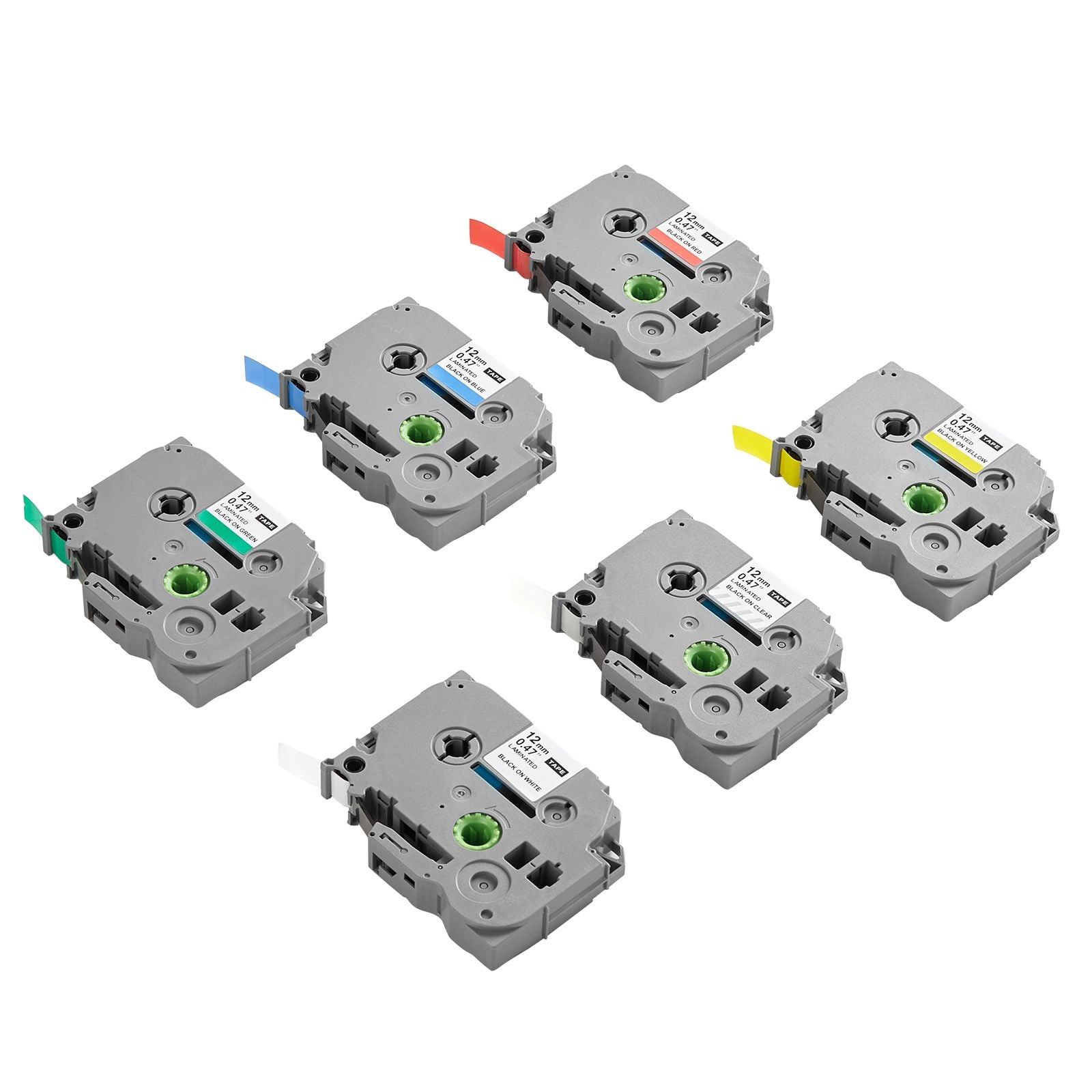 6 Pack 12mm Colored Label Maker Tape Refills TZe Compatible Brother P-Touch