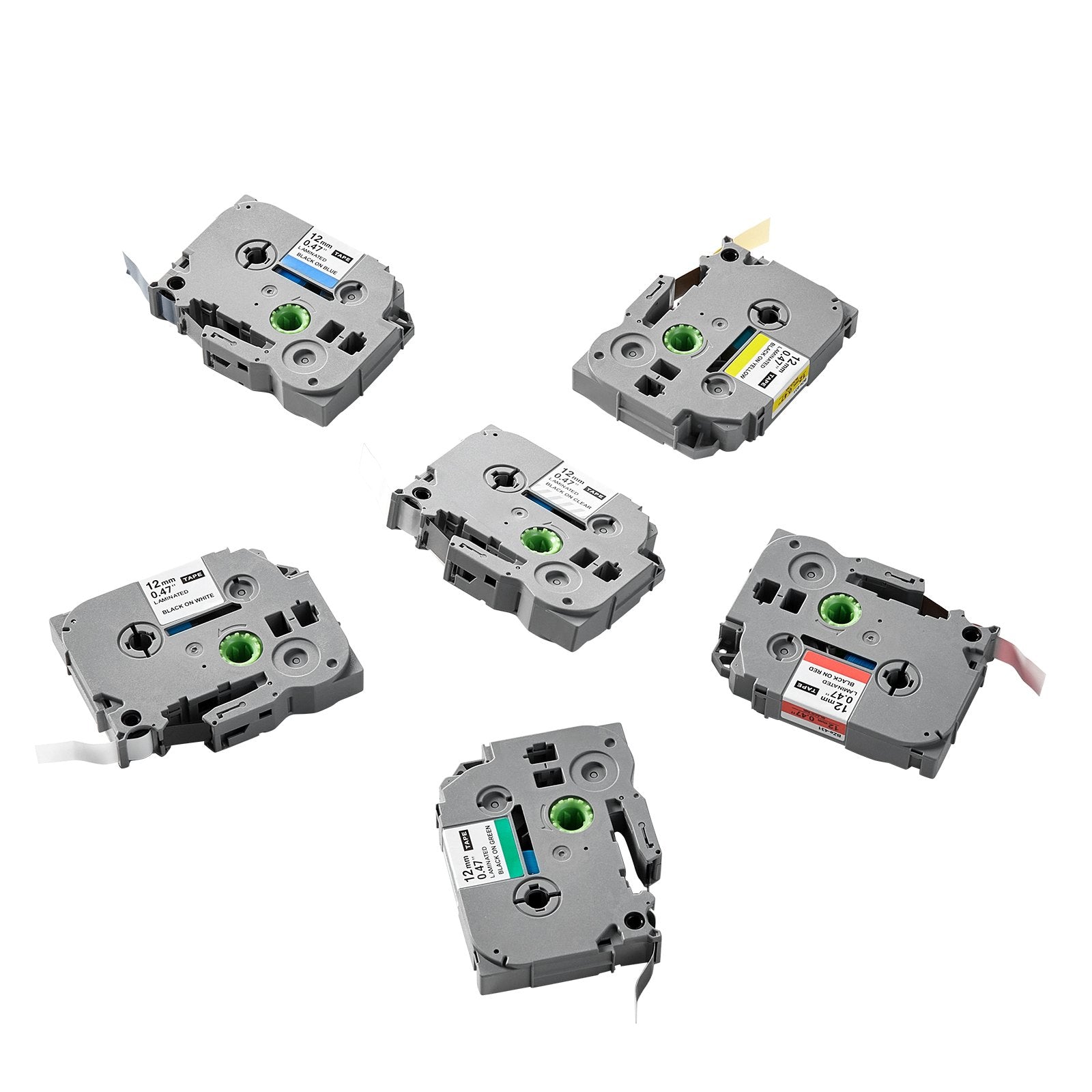 Label Maker Tape, 6 Pack, 0.47 in / 12 mm Colored Label Maker Refills Compatible for Various Types of Brother P-Touch, Replacement for Letra Tag TZe-131 TZe-231 TZe-431 TZe-531 TZe-631 TZe-731