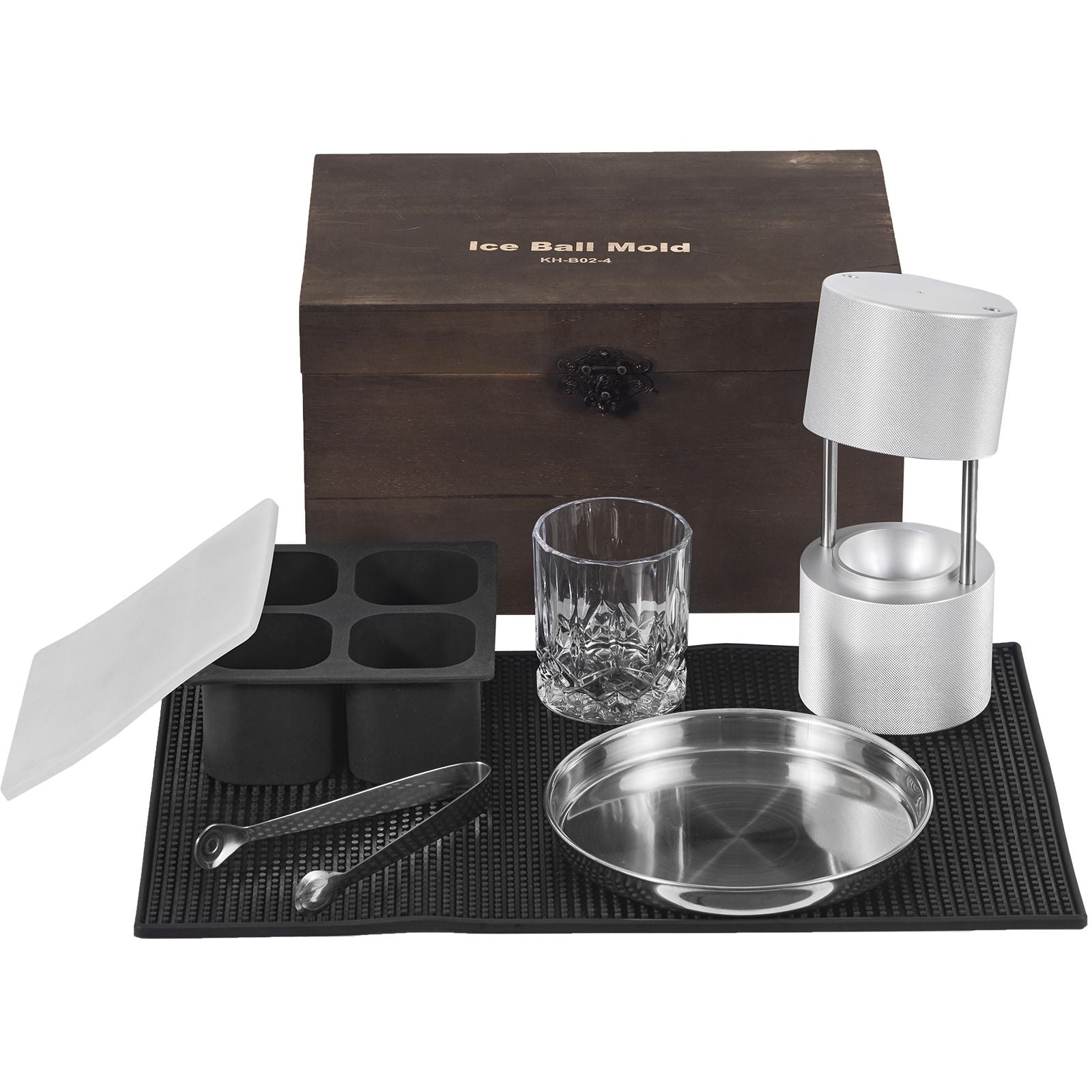 Ice Ball Press Kit 2.4in Aluminum Ice Sphere Maker for Whiskey Cocktails