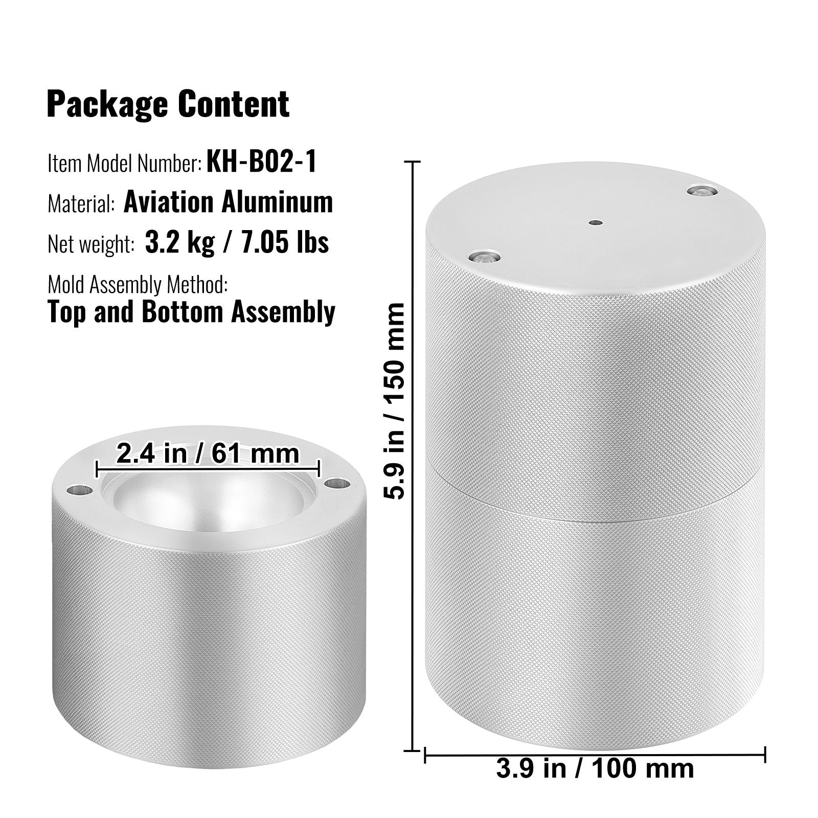 Ice Ball Press Kit 2.4in Aluminum Ice Sphere Maker for Whiskey Cocktails
