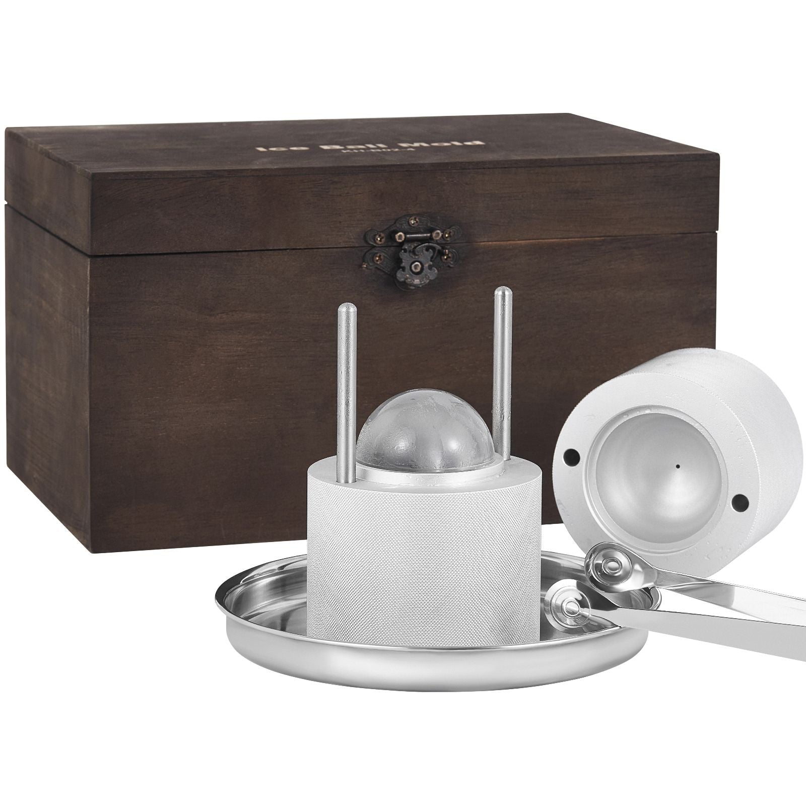 Ice Ball Press Kit 2.4in Aluminum Ice Sphere Maker for Whiskey Cocktails