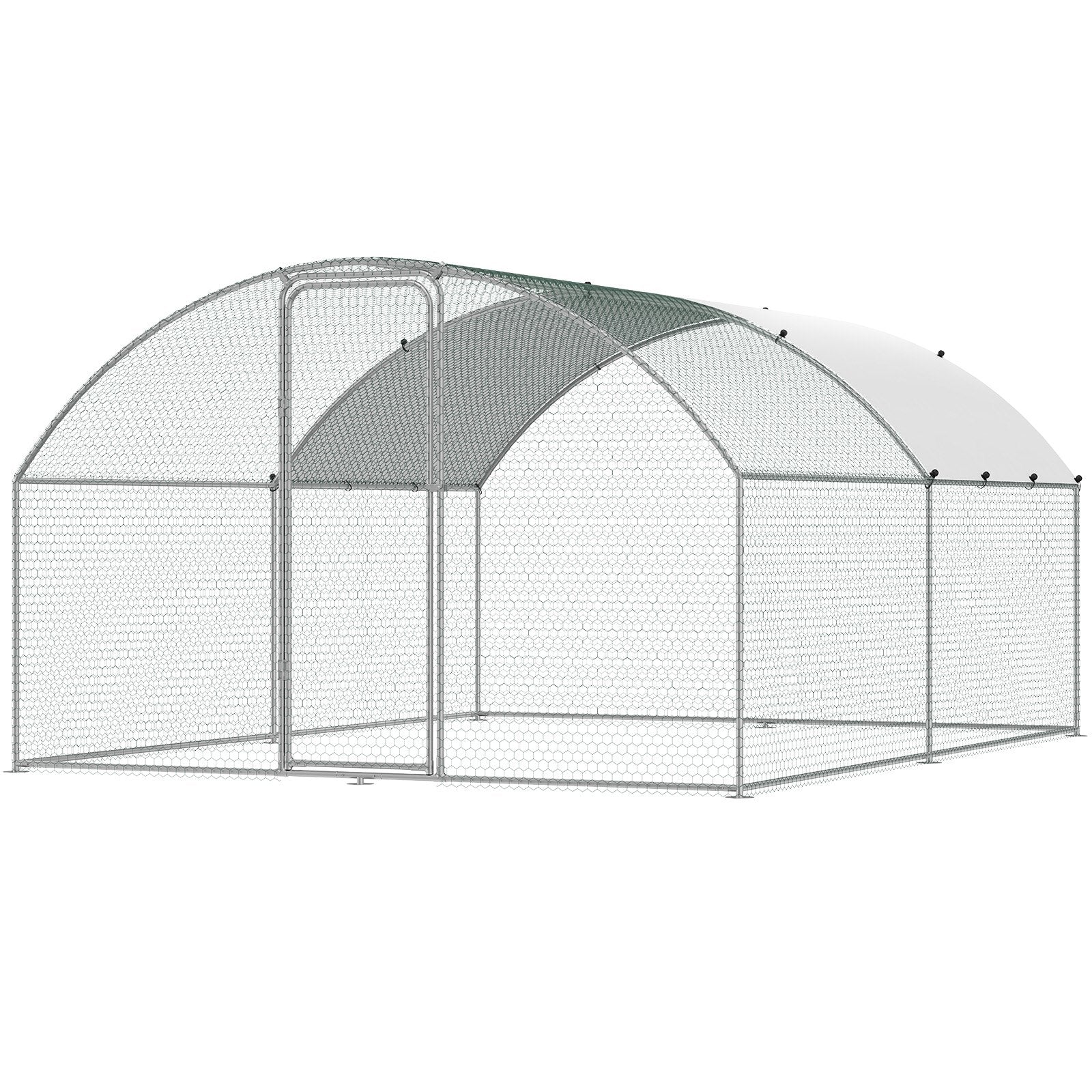 VEVOR Large Metal Chicken Coop, 9.8x12.9x6.5 ft Walk in Chicken Run for Yard with Waterproof Cover, Doom Roof Hen House with Security Lock for Outdoor and Backyard, Farm, Duck Rabbit Cage Poultry Pen