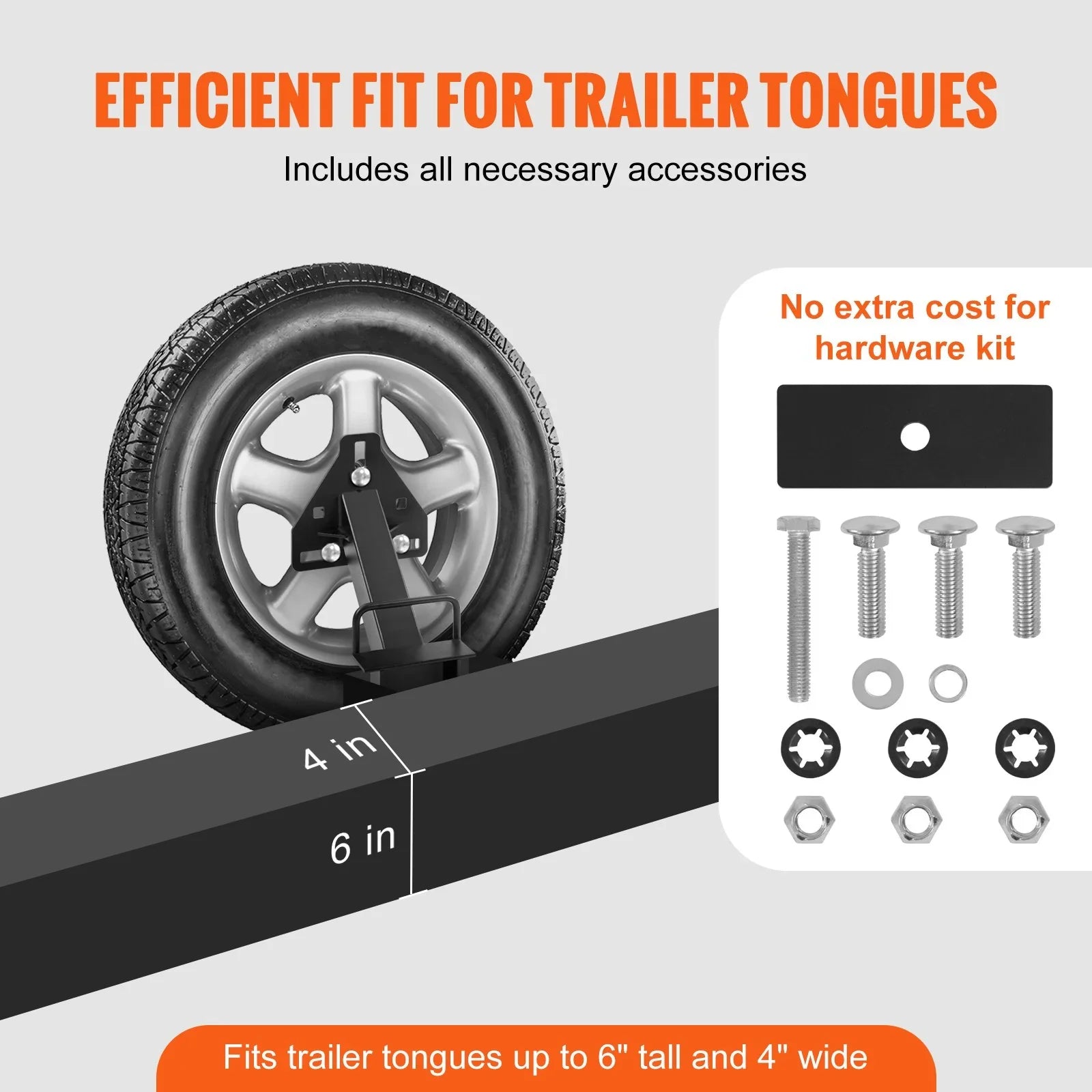 Spare Tire Carrier, Trailer Spare Tire Mount, 160 lbs Capacity, Utility Trailer Accessories Fits Most 4 & 5 & 6 & 8 Lugs Wheels on 4