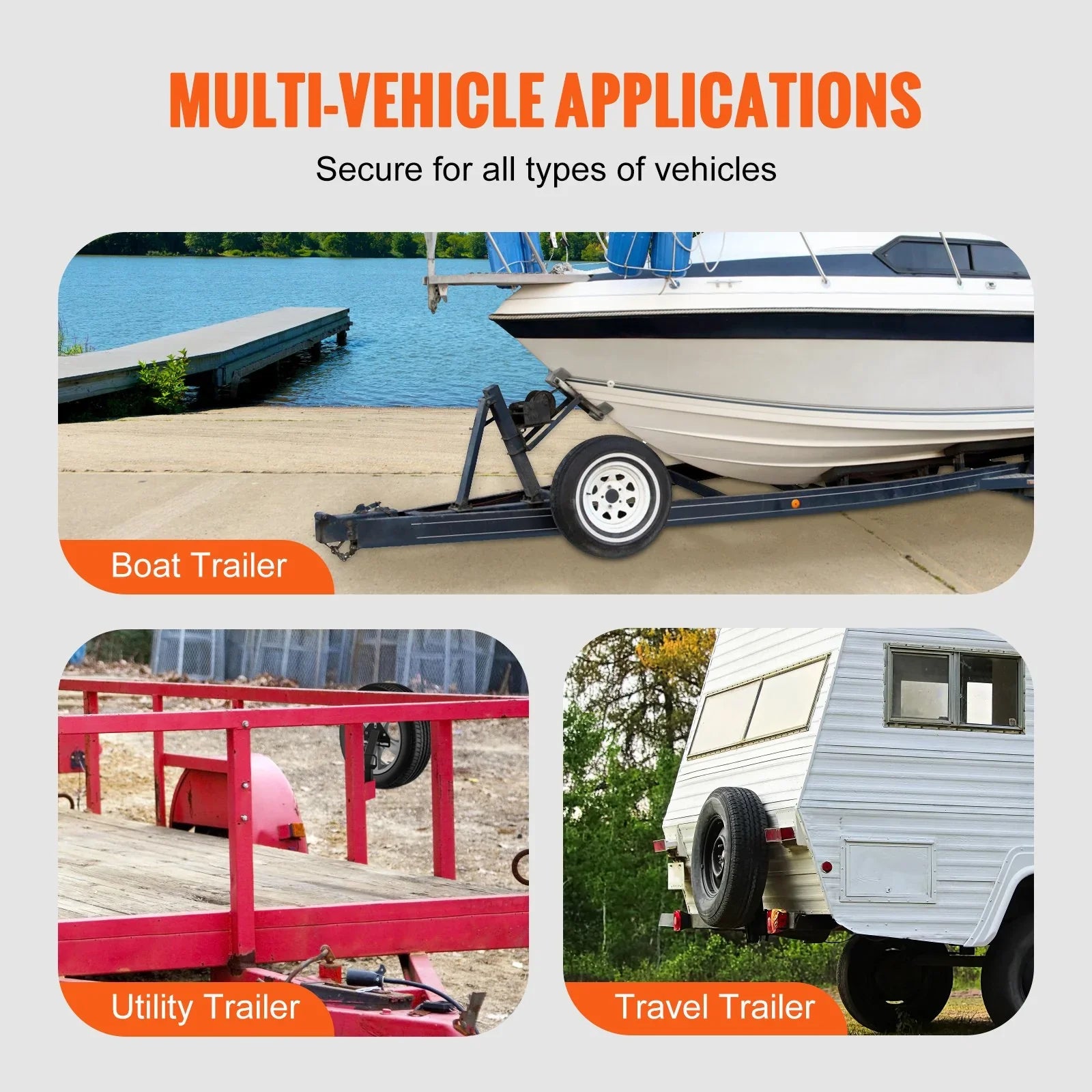 Spare Tire Carrier, Trailer Spare Tire Mount, 160 lbs Capacity, Utility Trailer Accessories Fits Most 4 & 5 & 6 & 8 Lugs Wheels on 4