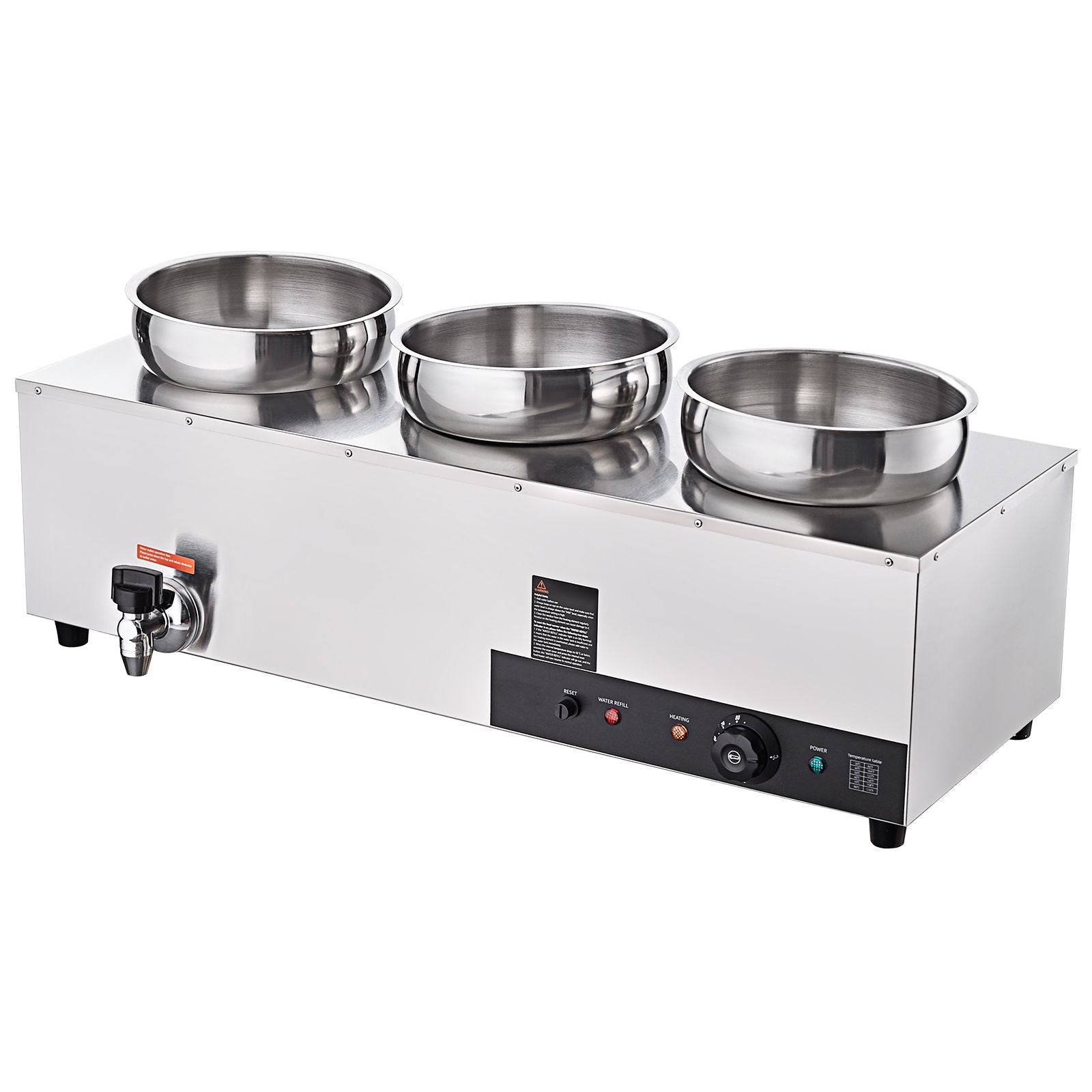Electric Soup Warmer, Three 7.4QT Stainless Steel Round Pot, 1200W Commercial Food Warmer, 30 - 85℃ Adjustable Temp, Bain Marie with Anti-Dry Burn and Reset Button, for Restaurant, Buffet