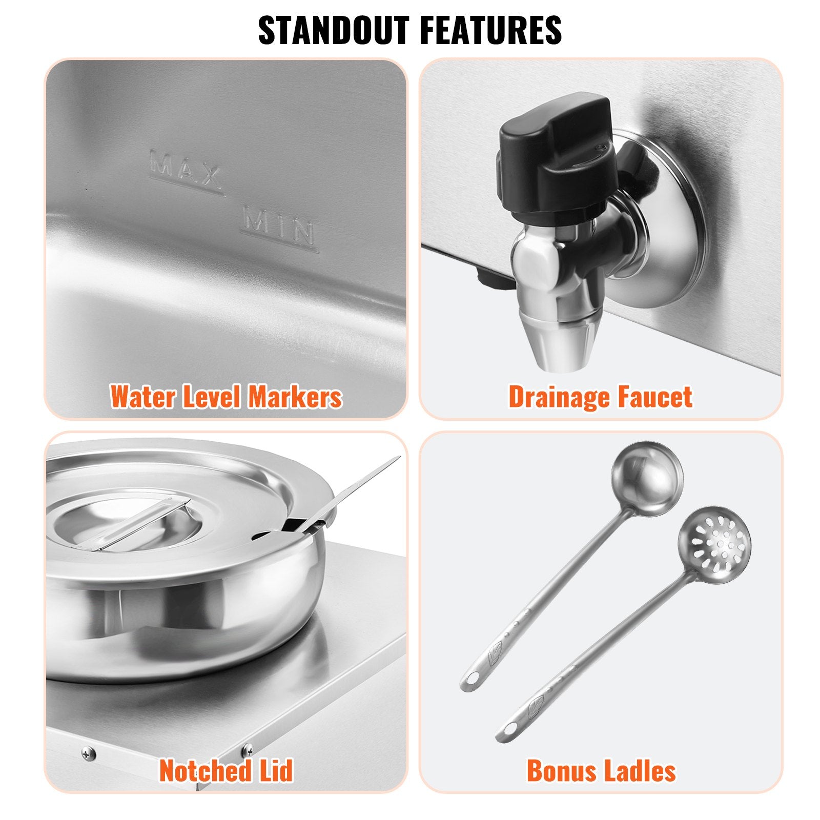 Electric Soup Warmer, Three 7.4QT Stainless Steel Round Pot, 1200W Commercial Food Warmer, 30 - 85℃ Adjustable Temp, Bain Marie with Anti-Dry Burn and Reset Button, for Restaurant, Buffet