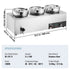 Electric Soup Warmer, Three 7.4QT Stainless Steel Round Pot, 1200W Commercial Food Warmer, 30 - 85℃ Adjustable Temp, Bain Marie with Anti-Dry Burn and Reset Button, for Restaurant, Buffet