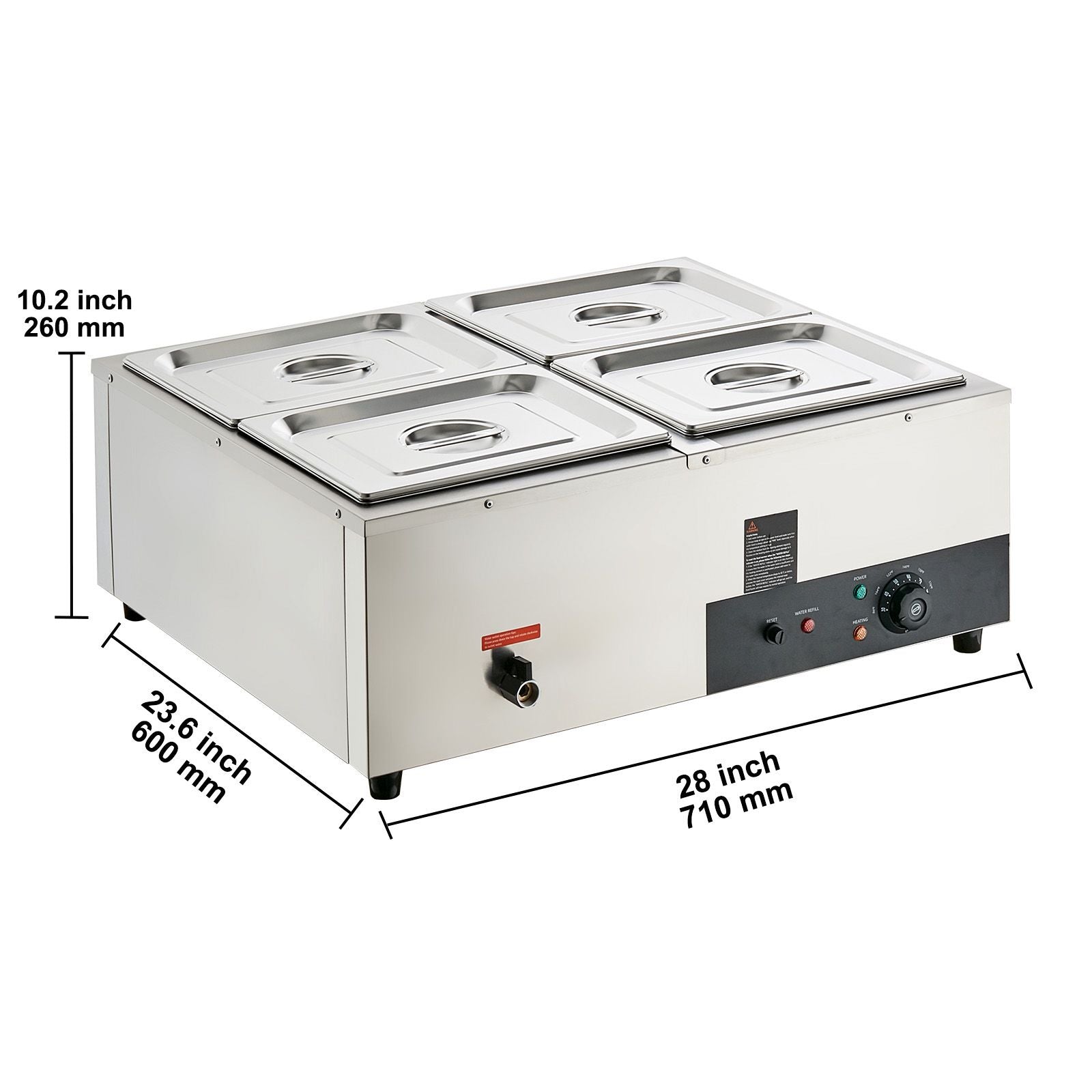 Commercial Electric Food Warmer Countertop Buffet 4*12 Qt Pan Bain Marie