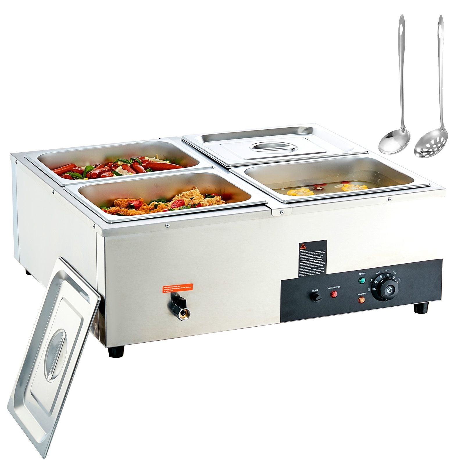 Commercial Electric Food Warmer Countertop Buffet 4*12 Qt Pan Bain Marie