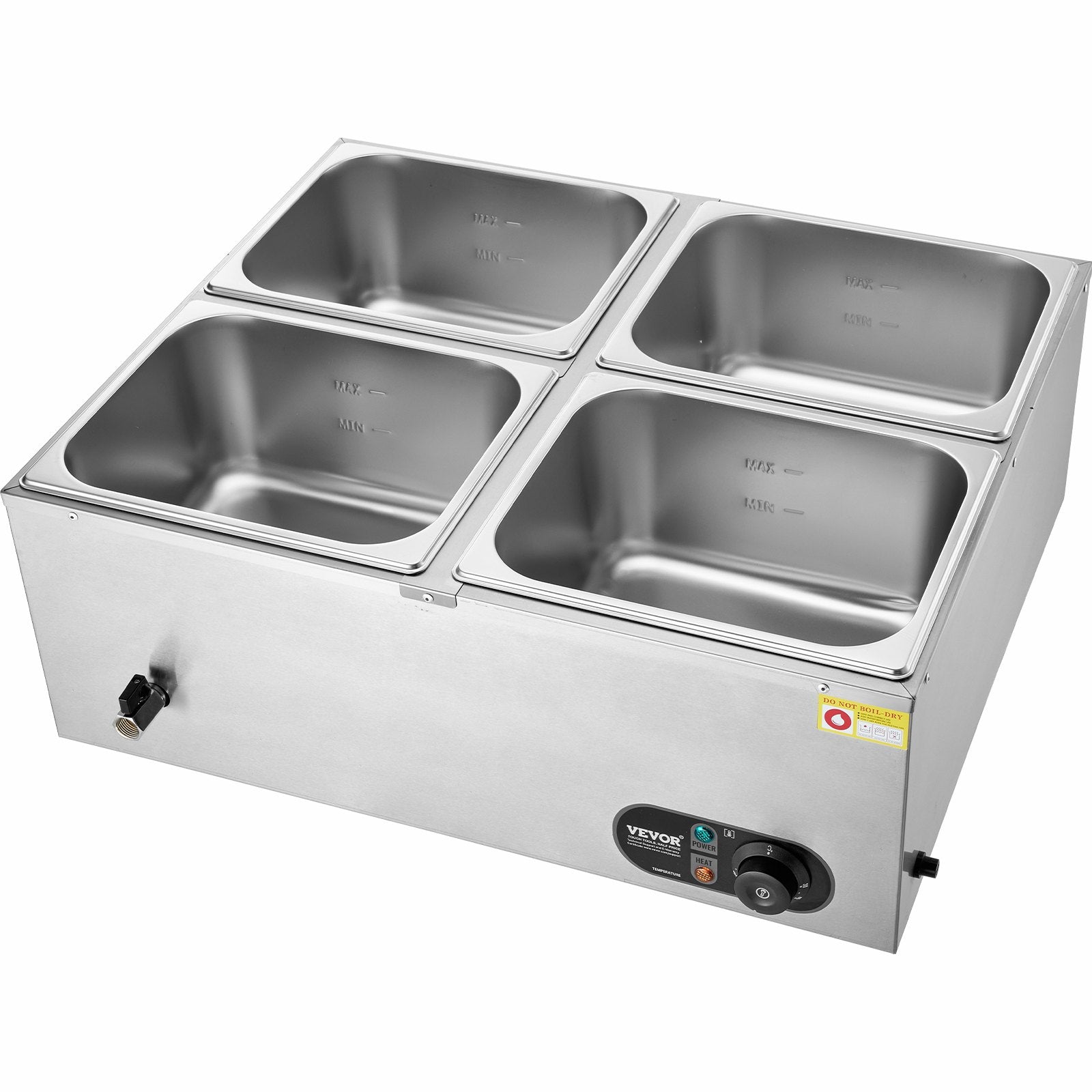 VEVOR Commercial Electric Food Warmer Countertop Buffet 4*12 Qt Pan Bain Marie
