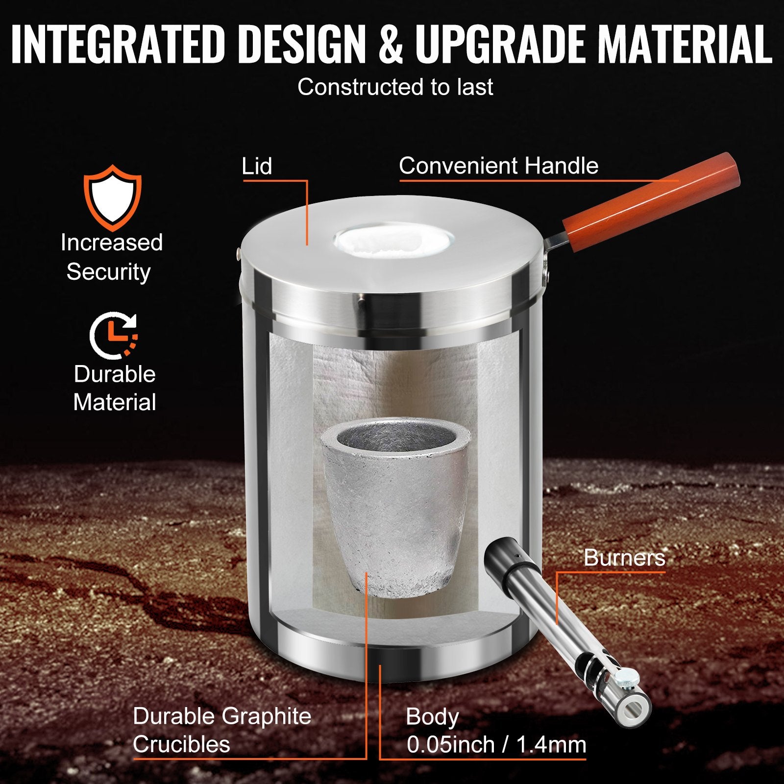 6KG Propane Melting Furnace Kit Melting Furnace Stainless Steel 2700℉