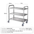 3-Tier Utility Cart Rolling Cart on Wheels 37.5"x20"x37.7" 450 LBS 6 Hooks
