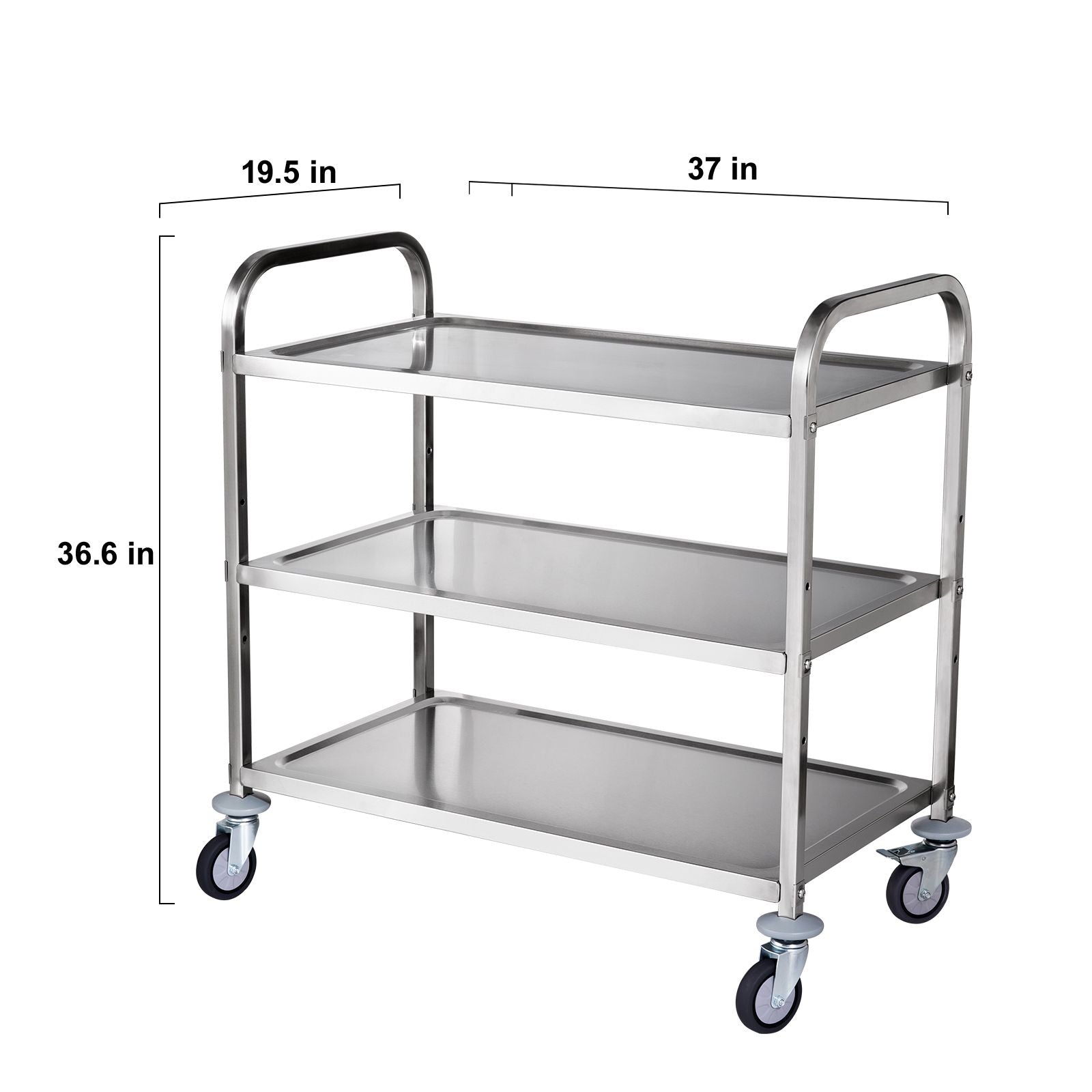 3-Tier Utility Cart Rolling Cart on Wheels 37.5
