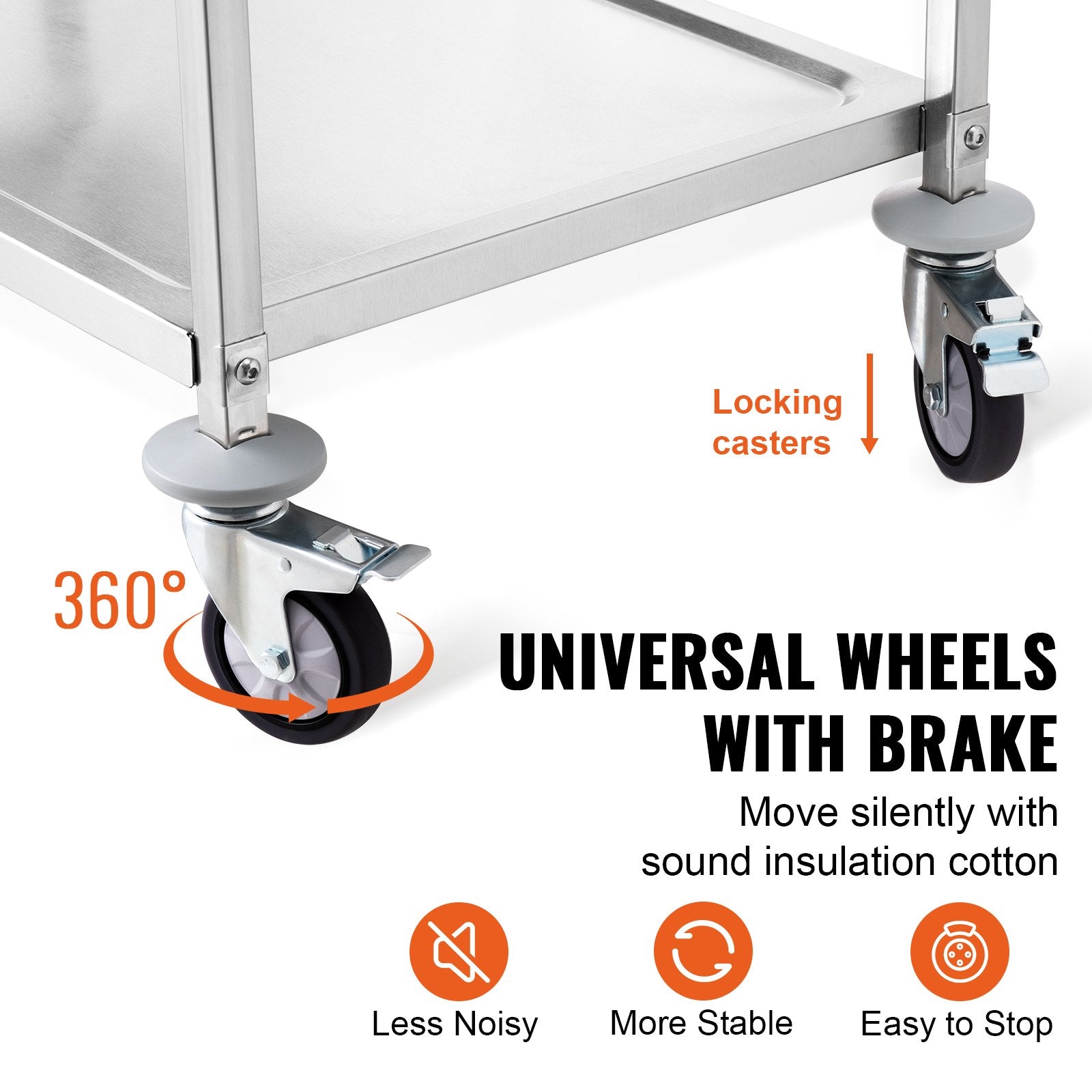 3-Tier Utility Cart Rolling Cart on Wheels 37.5