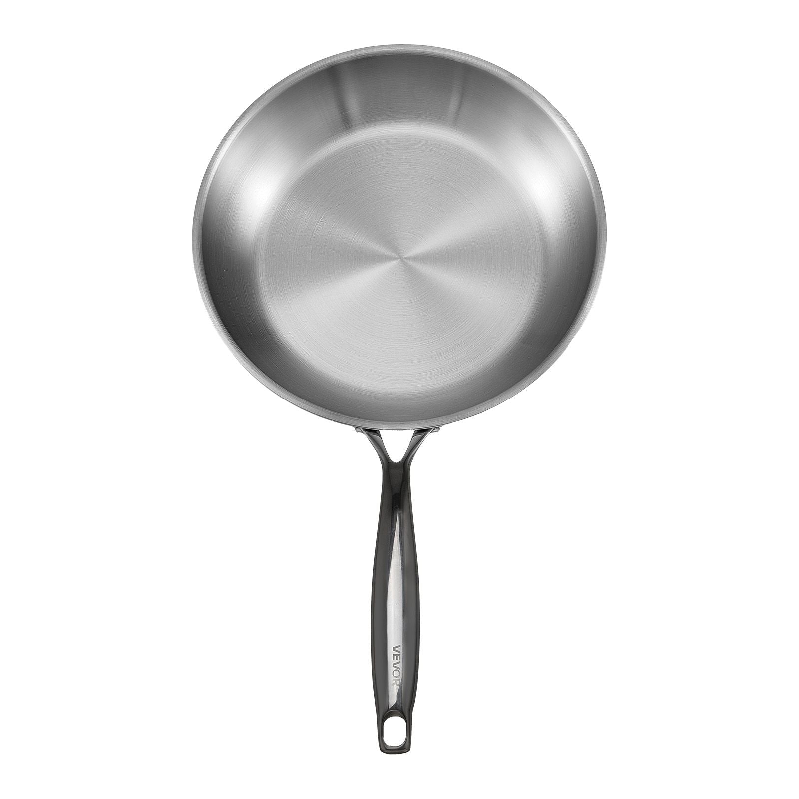 Tri-Ply Stainless Steel Frying Pan, 3 Piece (240, 280, 320 mm), Cooking Skillet with Heat-Resistant Handle, Chef's Kitchen Cookware, Oven, Gas, Electric, Induction, Dishwasher Compatible, Silver