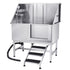 127 cm Dog Grooming Bath Tub Stainless Steel w Stairs Water Filter