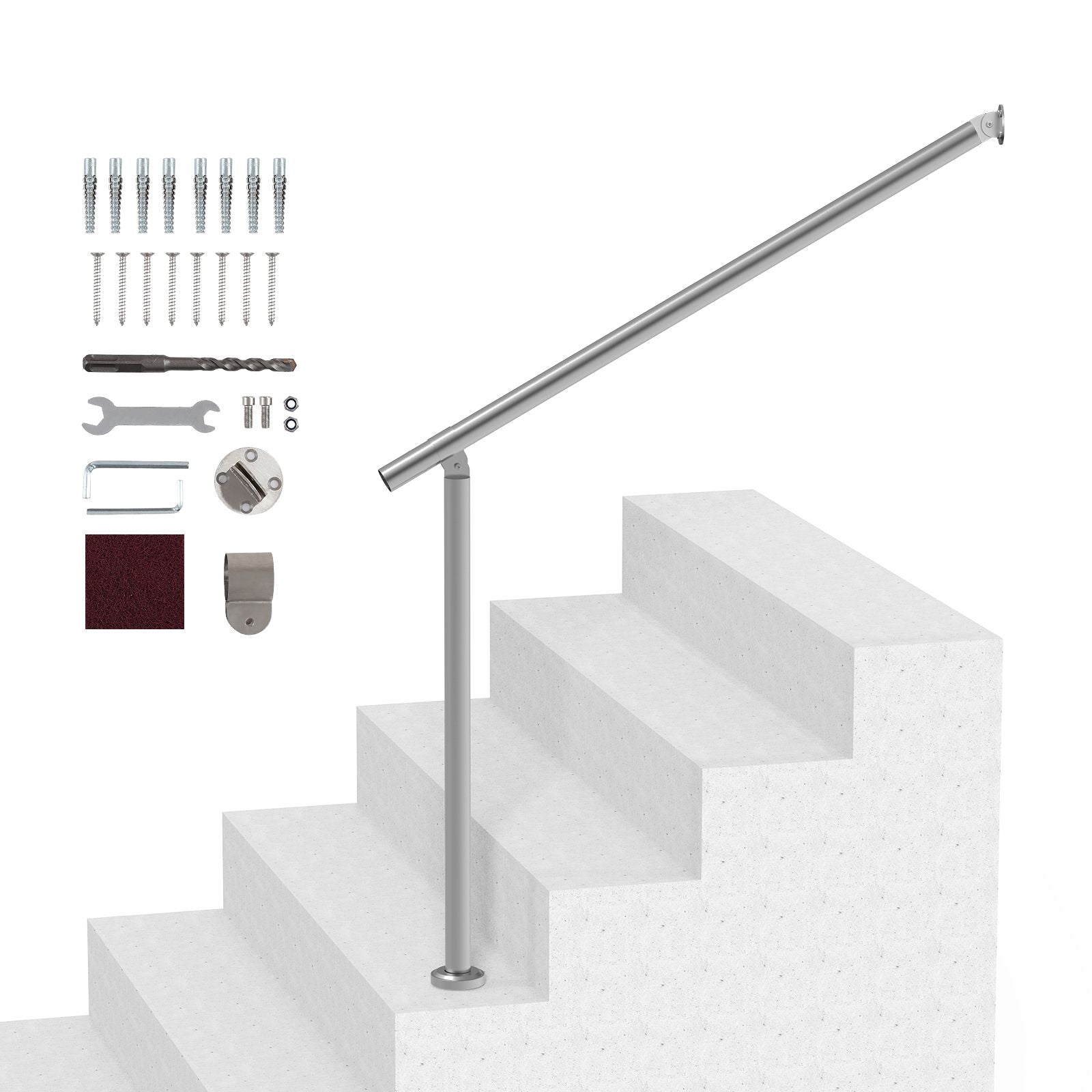 39.4in Outdoor Stair Handrail Silver Adjustable Deck Railing Safety Bar