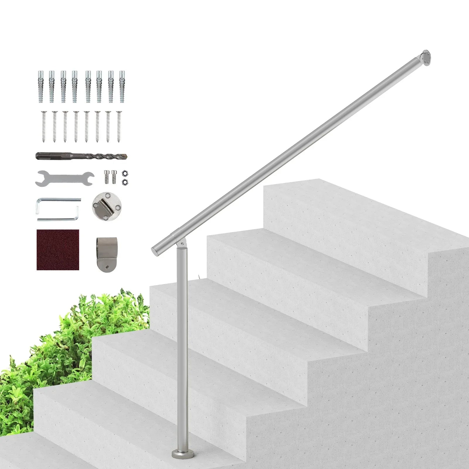 47.3in Outdoor Stair Handrail Silver Deck Railing Kit with Hardware