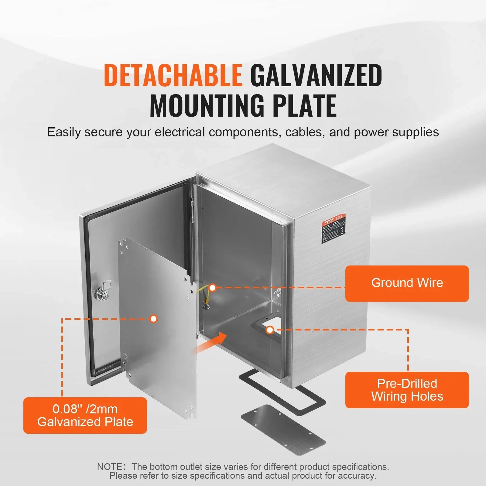 Steel Electrical Box, 40x30x15 cm, 304 Stainless Steel Electrical Enclosure Box, Wall-Mounted Outdoor Electrical Electronic Equipment Enclosure with Mounting Plate Hinges Lock, IP66 Waterproof