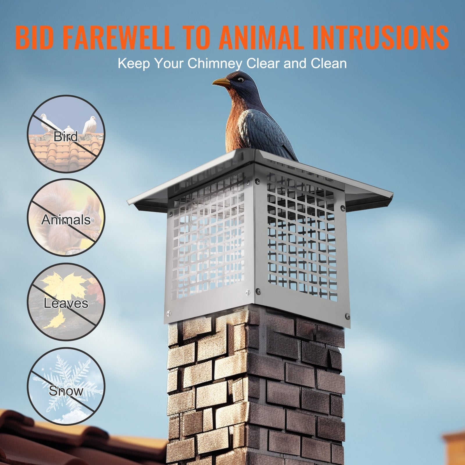 Chimney Cap 13” x 9” 304Stainless Steel Fireplace Flue Caps Cover Mesh