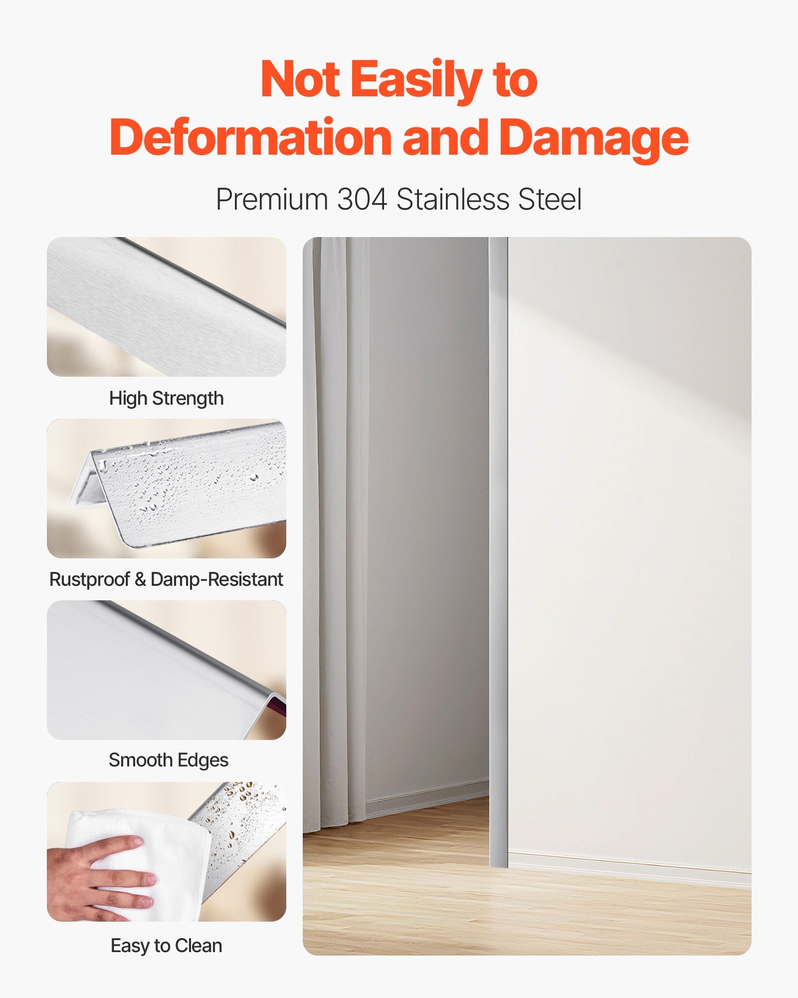 Stainless Steel Wall Corner Protector, 38 x 38 x 2436 mm, 10 Pack Metal Corner Guards, 304 Stainless Steel Edge Trim 90-Degree Angle for Home,Office,Commercial Wall Protection, with 3m Tape