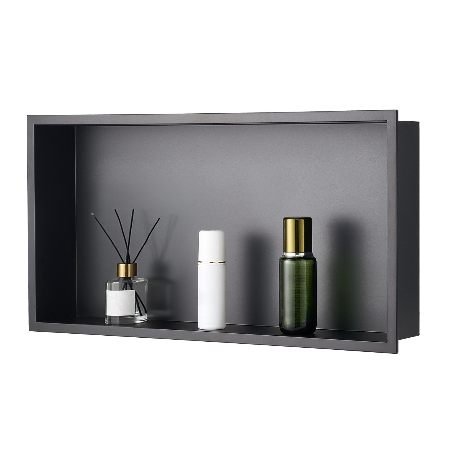 Shower Niche, 33.0 x 63.5 x 10.2 cm Recessed Wall Niche, Heavy-duty Stainless Steel Modern Soap & Shampoo Storage Organizer, Sealed Waterproof, Durable & Easy to Install, Black for Bathroom