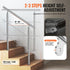 39.4-Inch Outdoor Stair Handrail, 2 Crossbars, Stainless Steel, Porch and Deck
