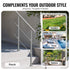 39.4-Inch Outdoor Stair Handrail, 2 Crossbars, Stainless Steel, Porch and Deck