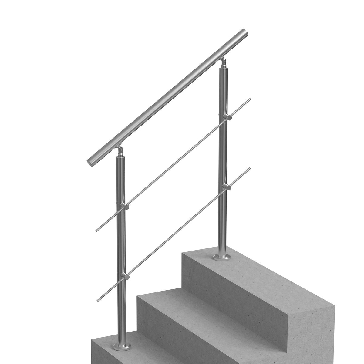39.4-Inch Outdoor Stair Handrail, 2 Crossbars, Stainless Steel, Porch and Deck