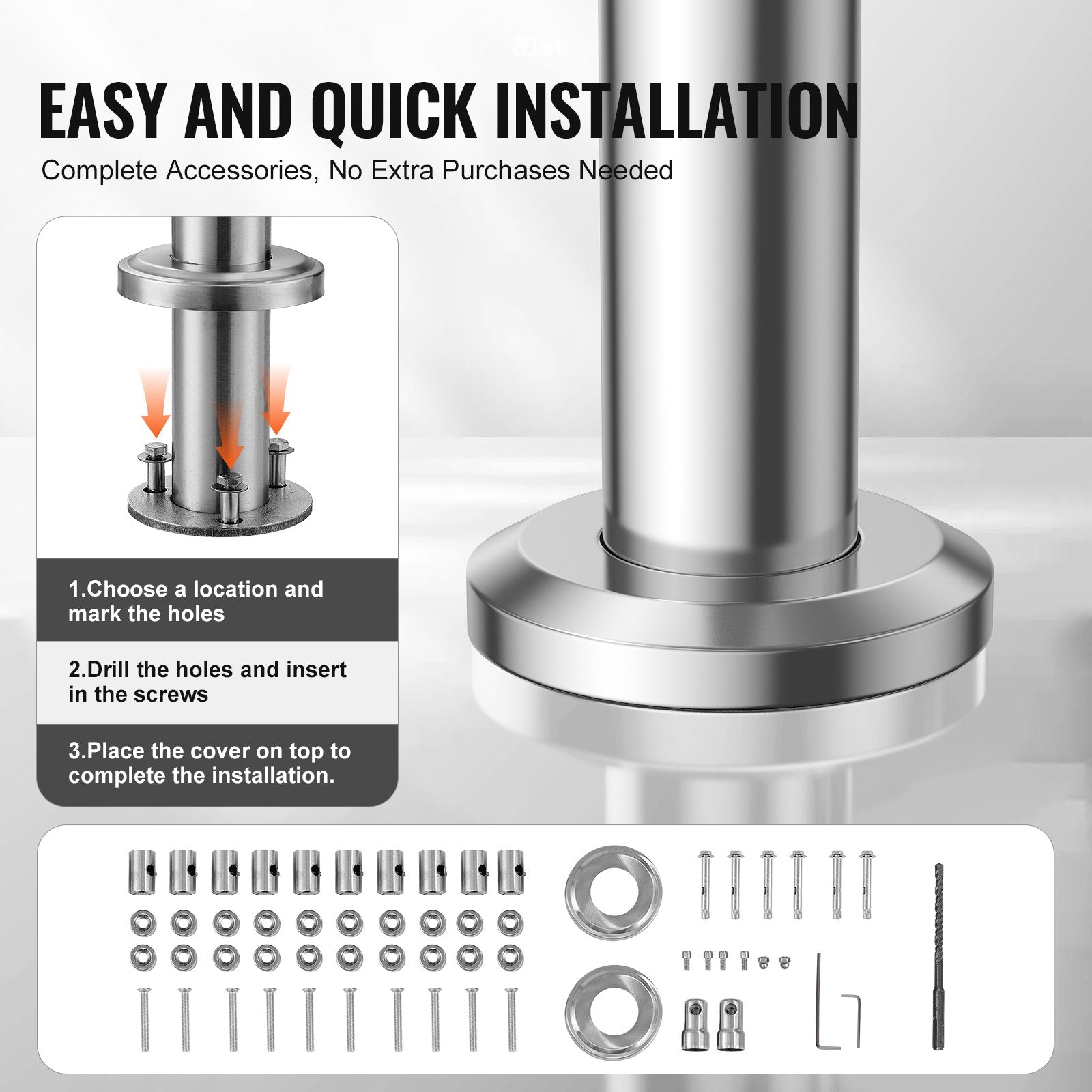 59in Handrails for Outdoor Steps 5 Crossbars Staircase for Porch Deck