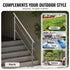 Handrails for Outdoor Steps, 70.9in Length 2 Crossbars Stair Hand Rail Kit, Transitional Stainless Steel Railings w/ Installation Kit, Double-column Staircase Handrails for Seniors,Porch & Deck