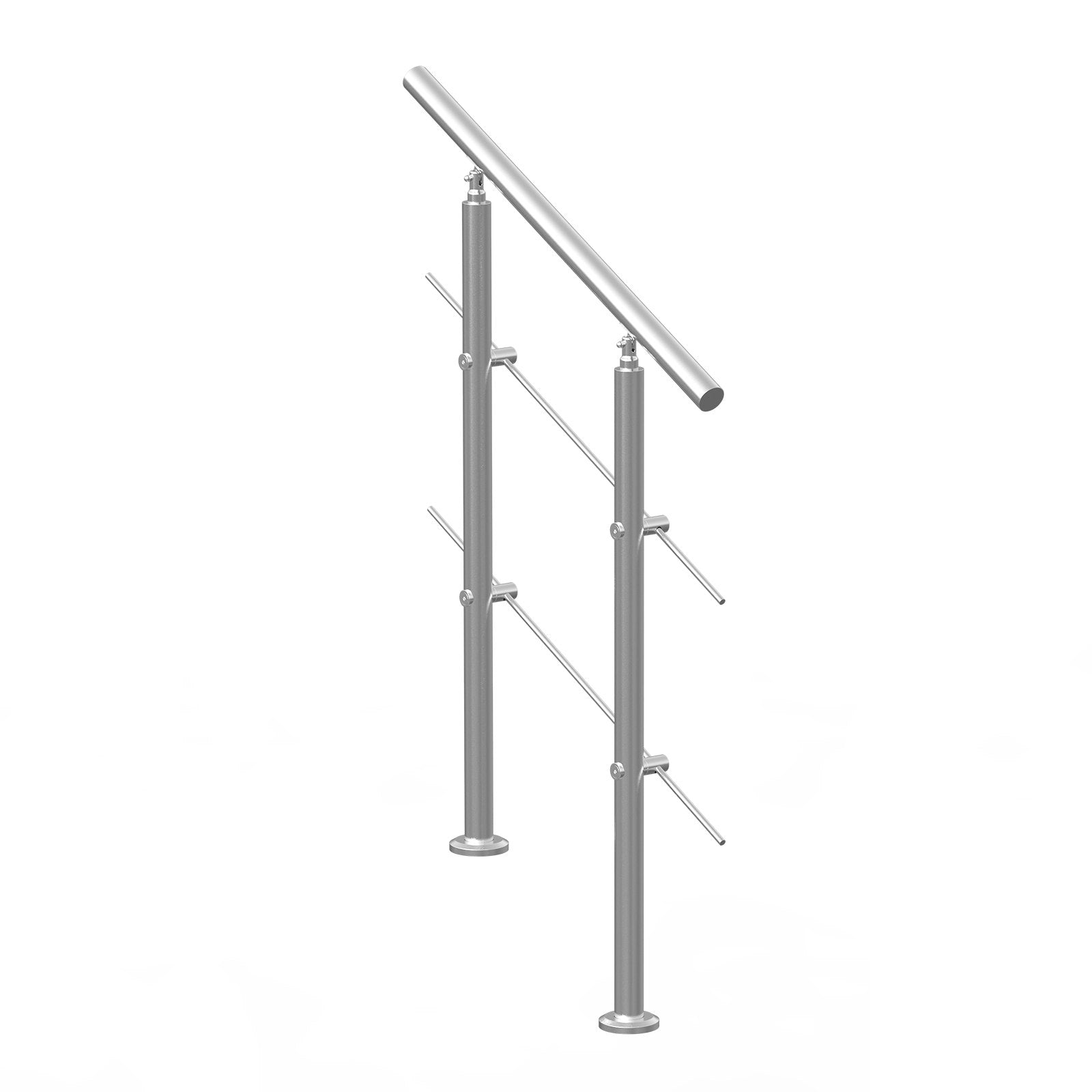 Handrails for Outdoor Steps, 31.5in Length 2 Crossbars Stair Hand Rail Kit, Transitional Stainless Steel Railings w/ Installation Kit, Double-column Staircase Handrails for Seniors,Porch & Deck