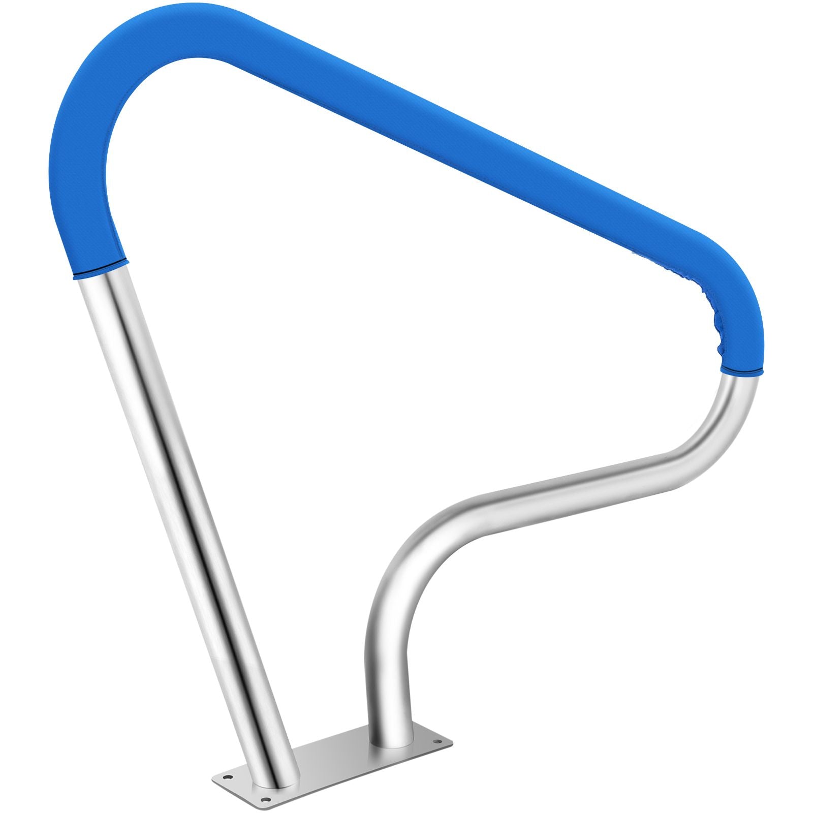Pool Rail 39x32 Pool Railing 304 Stainless Steel 250LBS Load Capacity Silver Rustproof Pool Handrail Humanized Swimming Pool Handrail with Blue Grip Cover & M8 Drill Bit & Self-Taping Screws