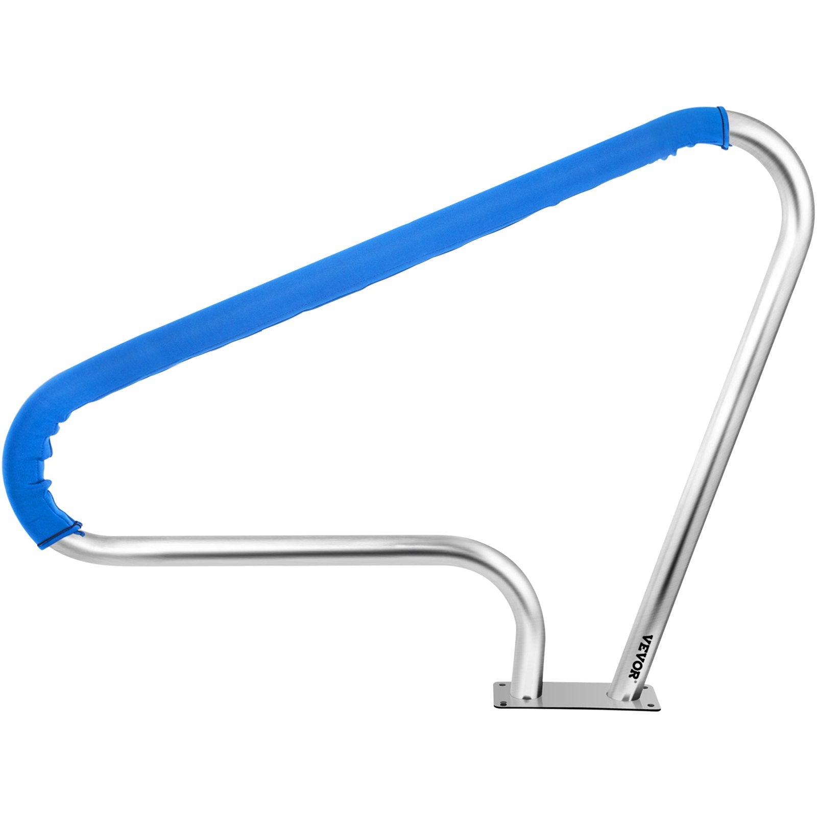 Pool Rail 48x36 Pool Railing 304 Stainless Steel 250LBS Load Capacity Silver Rustproof Pool Handrail Humanized Swimming Pool Handrail with Blue Grip Cover & M8 Drill Bit & Self-Taping Screws