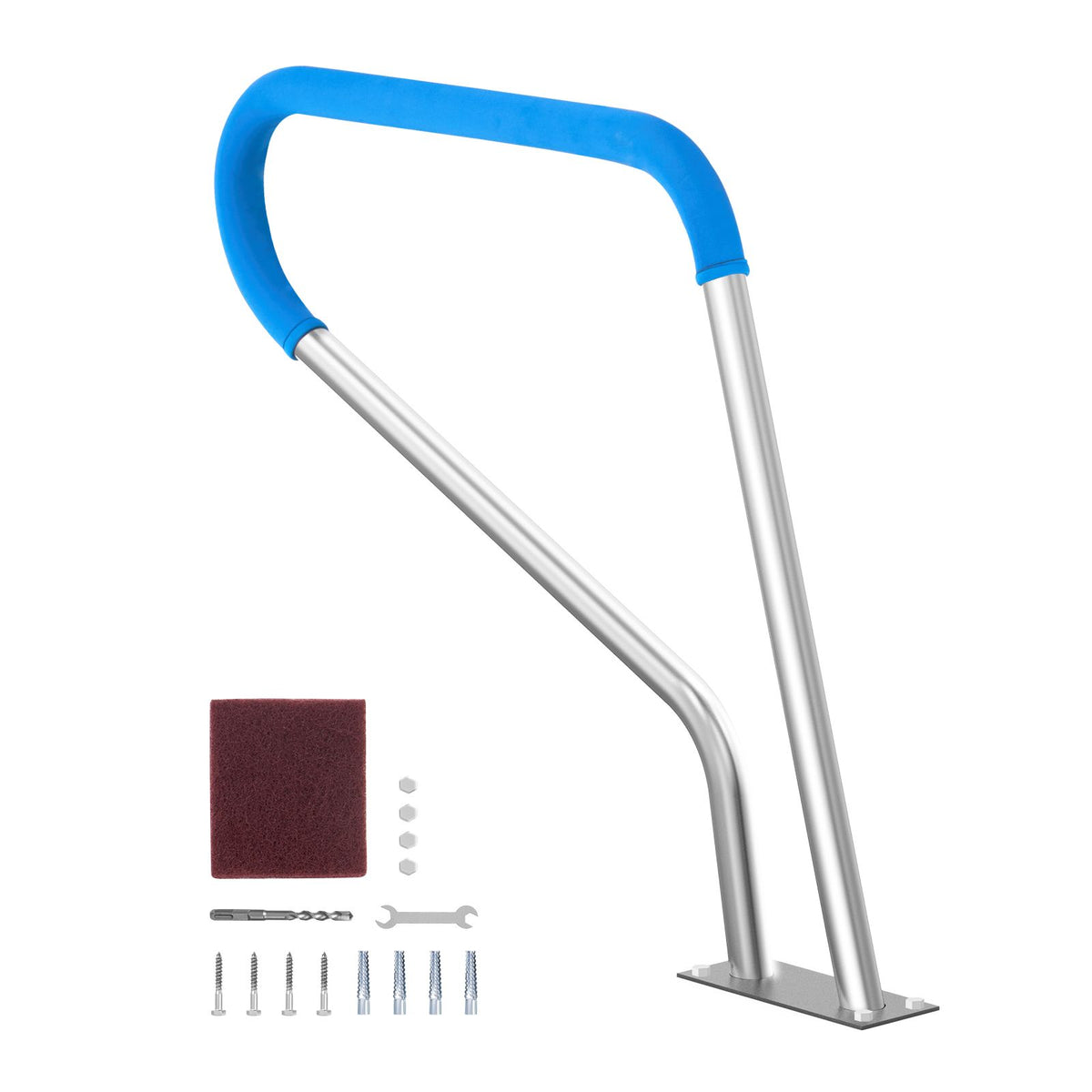 Pool Handrail 39 x 32 Inch Stainless Steel with Base Plate for Spas and Pools