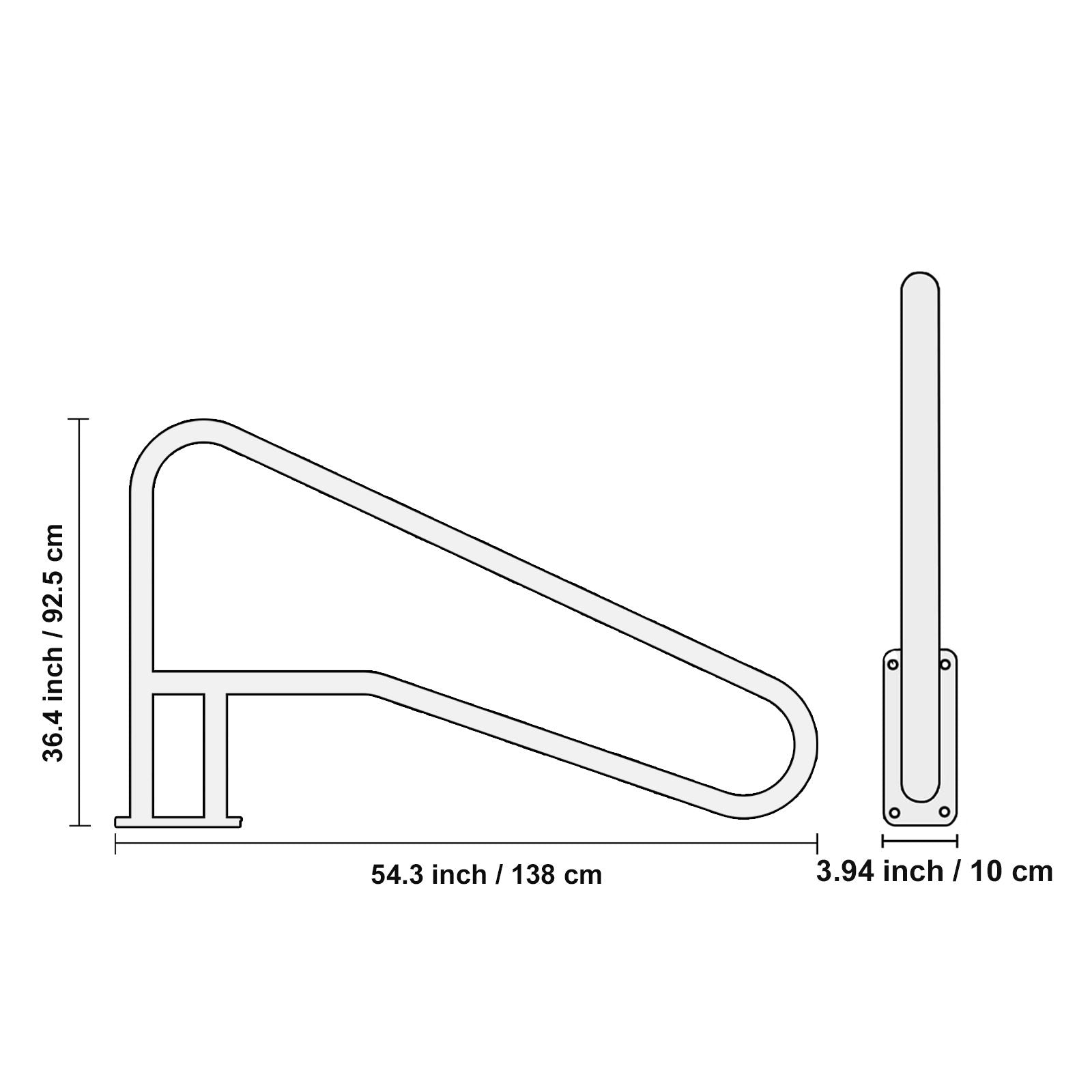 Pool Handrail 2 PCS 55 x 32 inch Stainless Steel with Base Plate for Spas