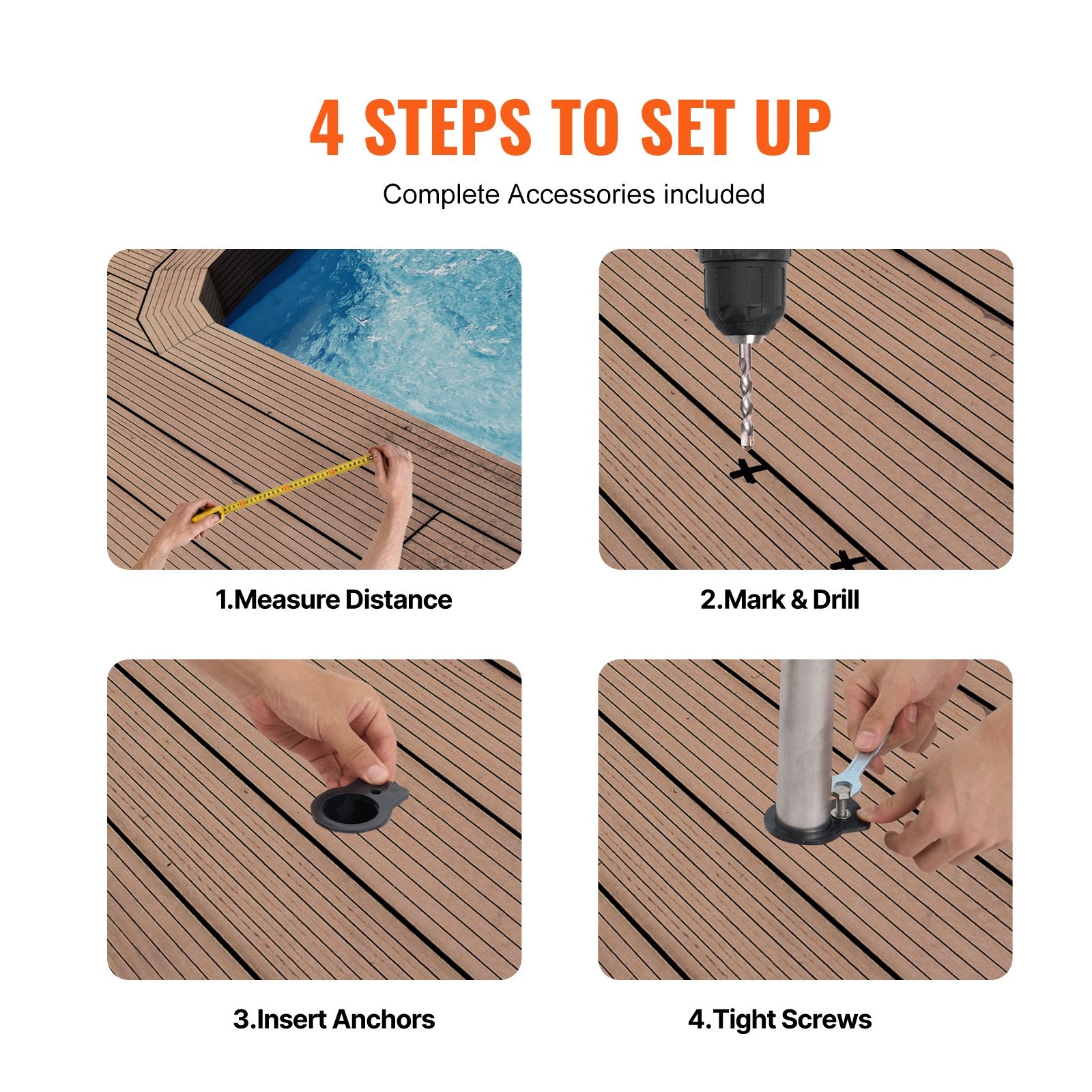 Pool Handrail 46 x 37 inch Stainless Steel (Pre-built) for Indoor/Outdoor