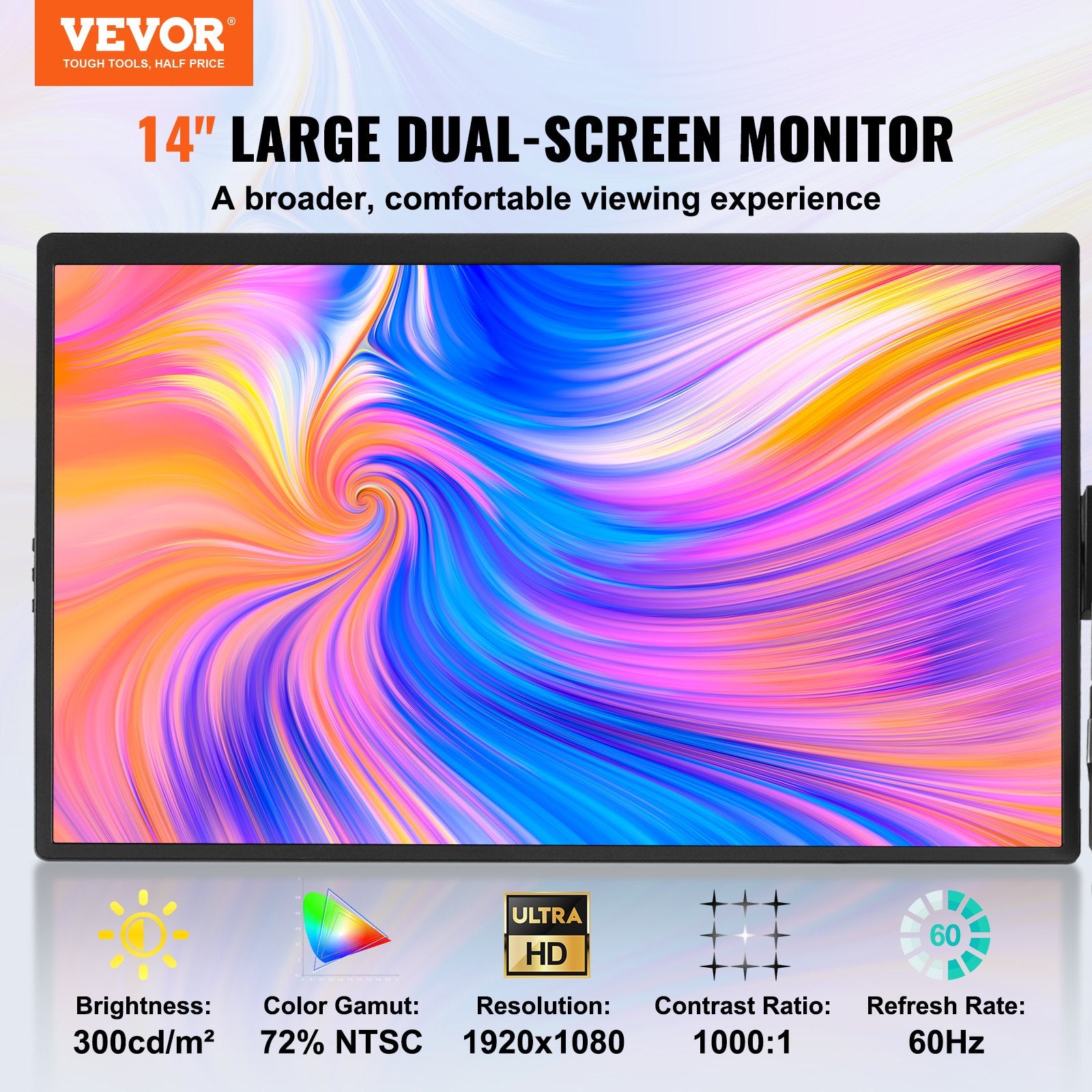 VEVOR Laptop Screen Extender 14in HD 1080P Portable Monitor for 13