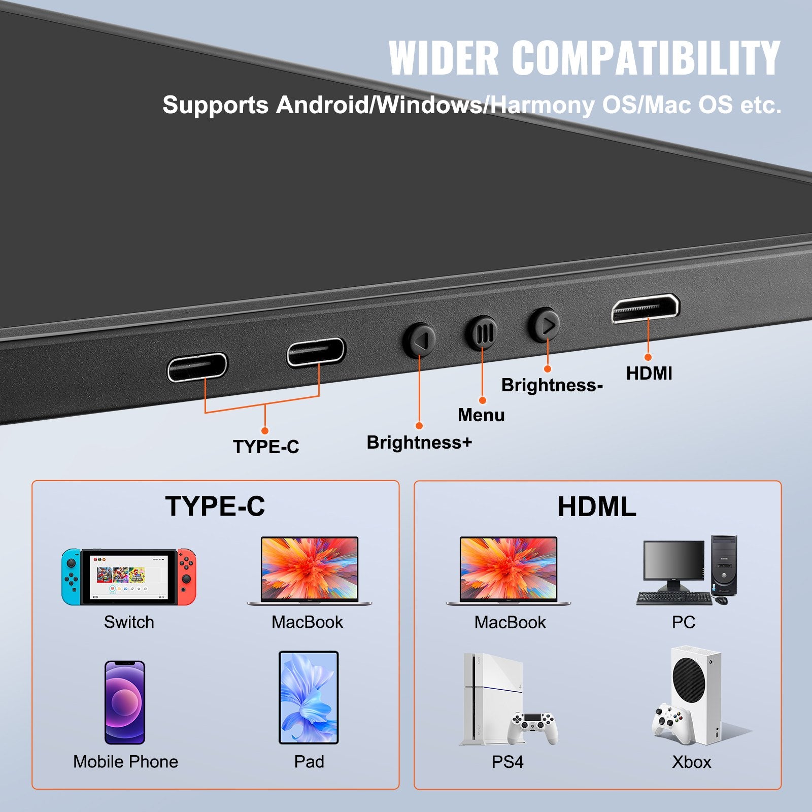 VEVOR Laptop Screen Extender 14in HD 1080P Portable Monitor for 13
