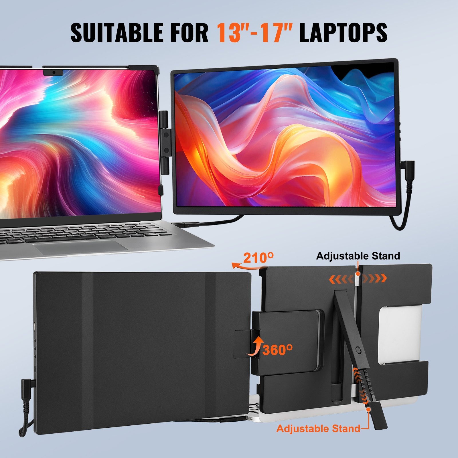 VEVOR Laptop Screen Extender 14in HD 1080P Portable Monitor for 13