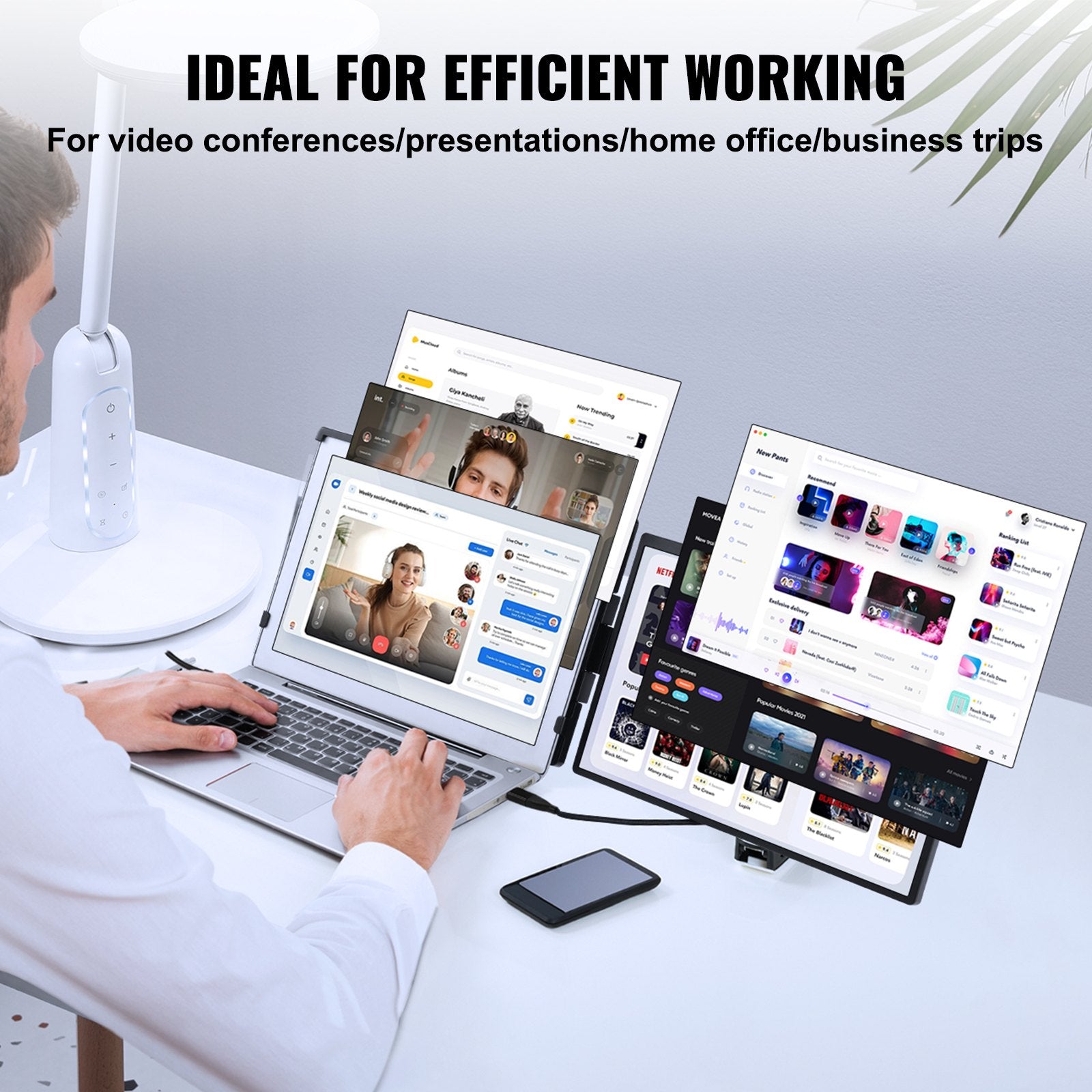 VEVOR Laptop Screen Extender 14in HD 1080P Portable Monitor for 13