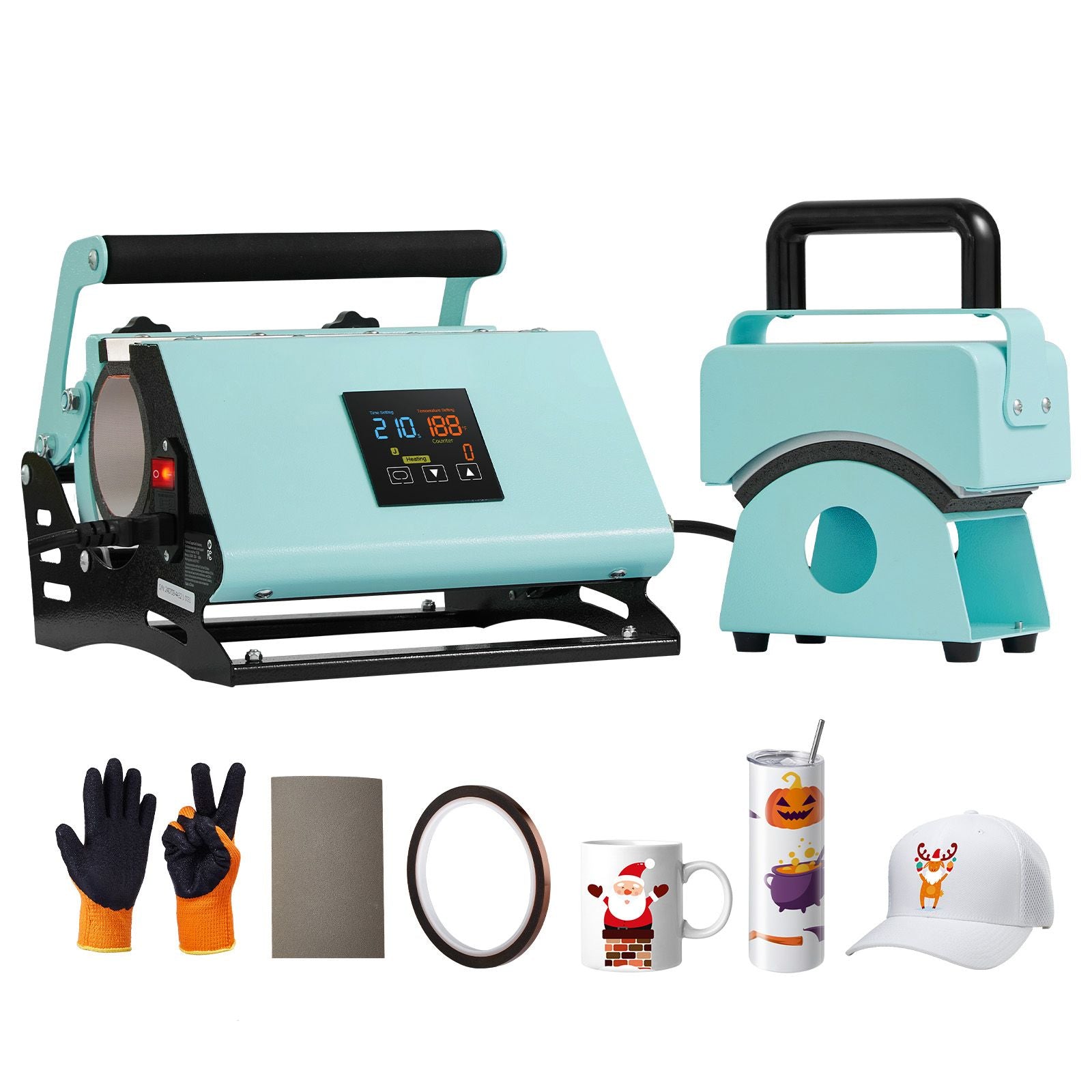 2 in 1 Hat and Tumbler Heat Press Machine for Caps & 11-30 oz Mugs Sublimation