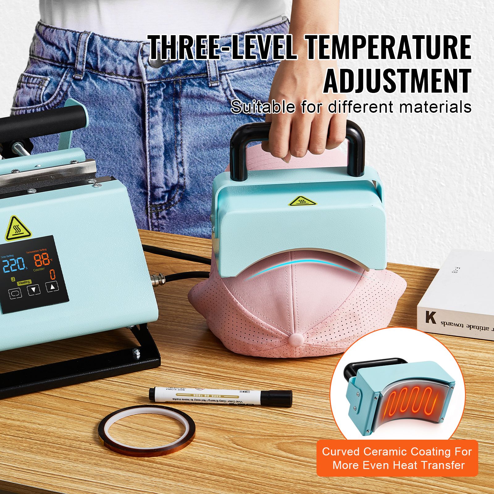 2 in 1 Hat and Tumbler Heat Press Machine for Caps & 11-30 oz Mugs Sublimation