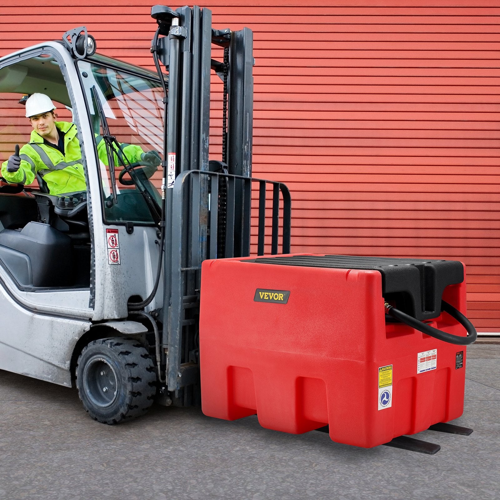 Portable Diesel & Gasoline Tank, 182L, 10.6 GPM Flow Rate, Diesel Fuel Tank with Electric Transfer Pump, 4 m Hose, Auto Fueling Nozzle, Diesel Transfer Tank for Easy Fuel Transportation, Red