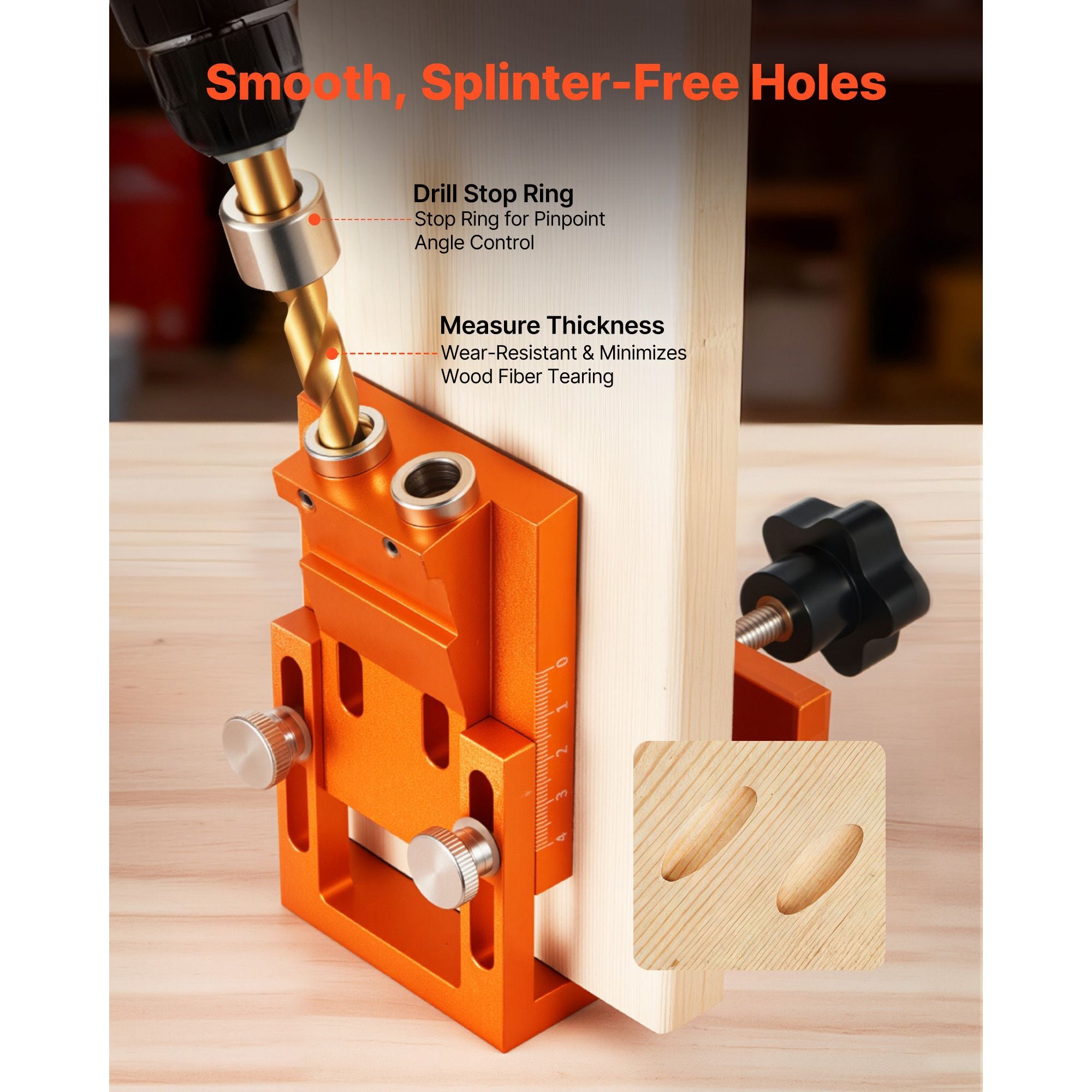 Adjustable Pocket Hole Jig Kit 12-48mm Woodworking Drill Guide System