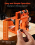 Pocket Hole Jig Kit, 12 mm to 48 mm Adjustable, Jig Pocket Hole System with Step Drill, Hex Wrench, Drill Stop Ring, Square Drive Bit, Plugs and Screws, Reinforced Metal Frame, for Woodworking