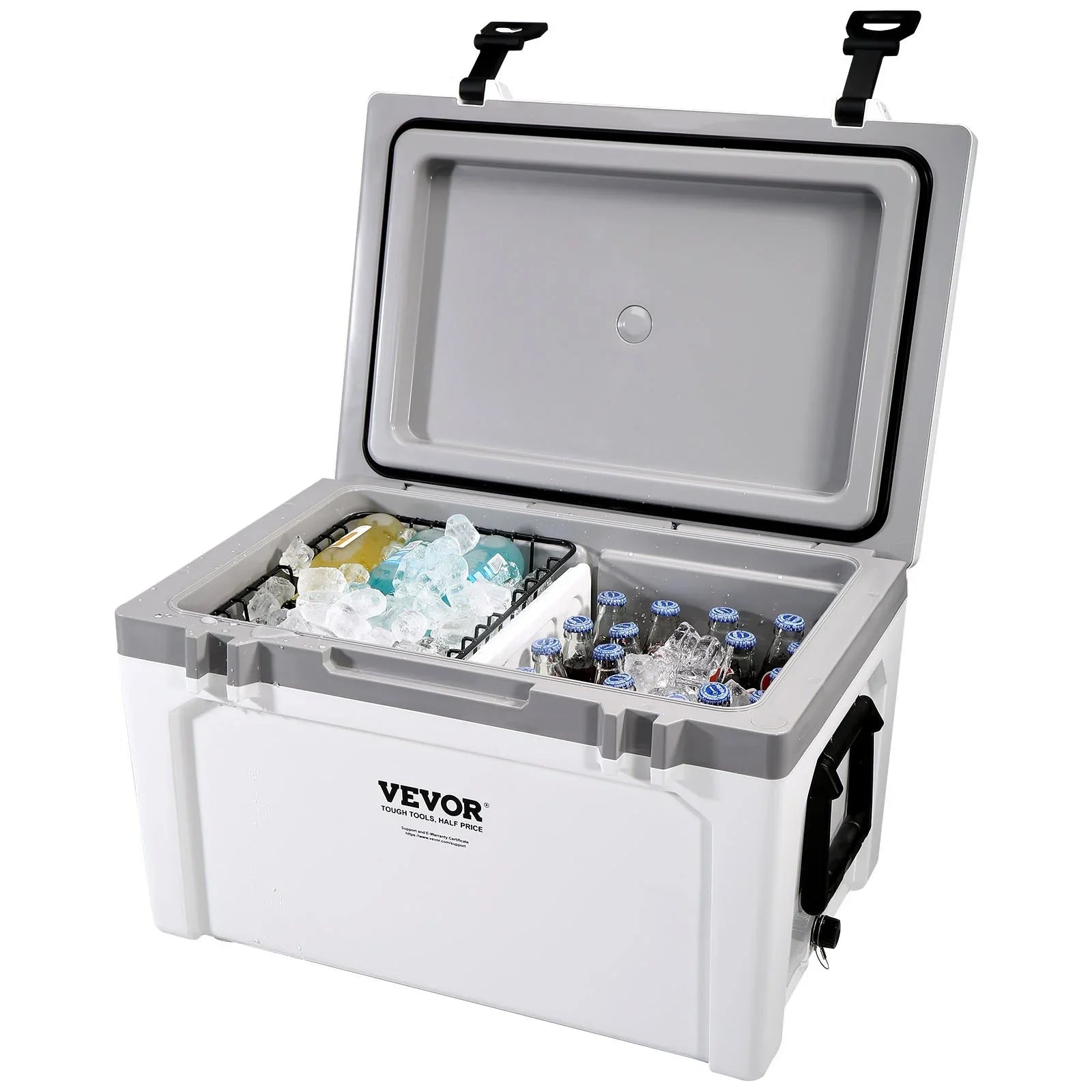 Insulated Portable Cooler, 49 L, Holds 50 Cans, Ice Retention Hard Cooler with Heavy Duty Handle, Ice Chest Lunch Box for Camping, Beach, Picnic, Travel, Outdoor, Keeps Ice for up to 6 Days
