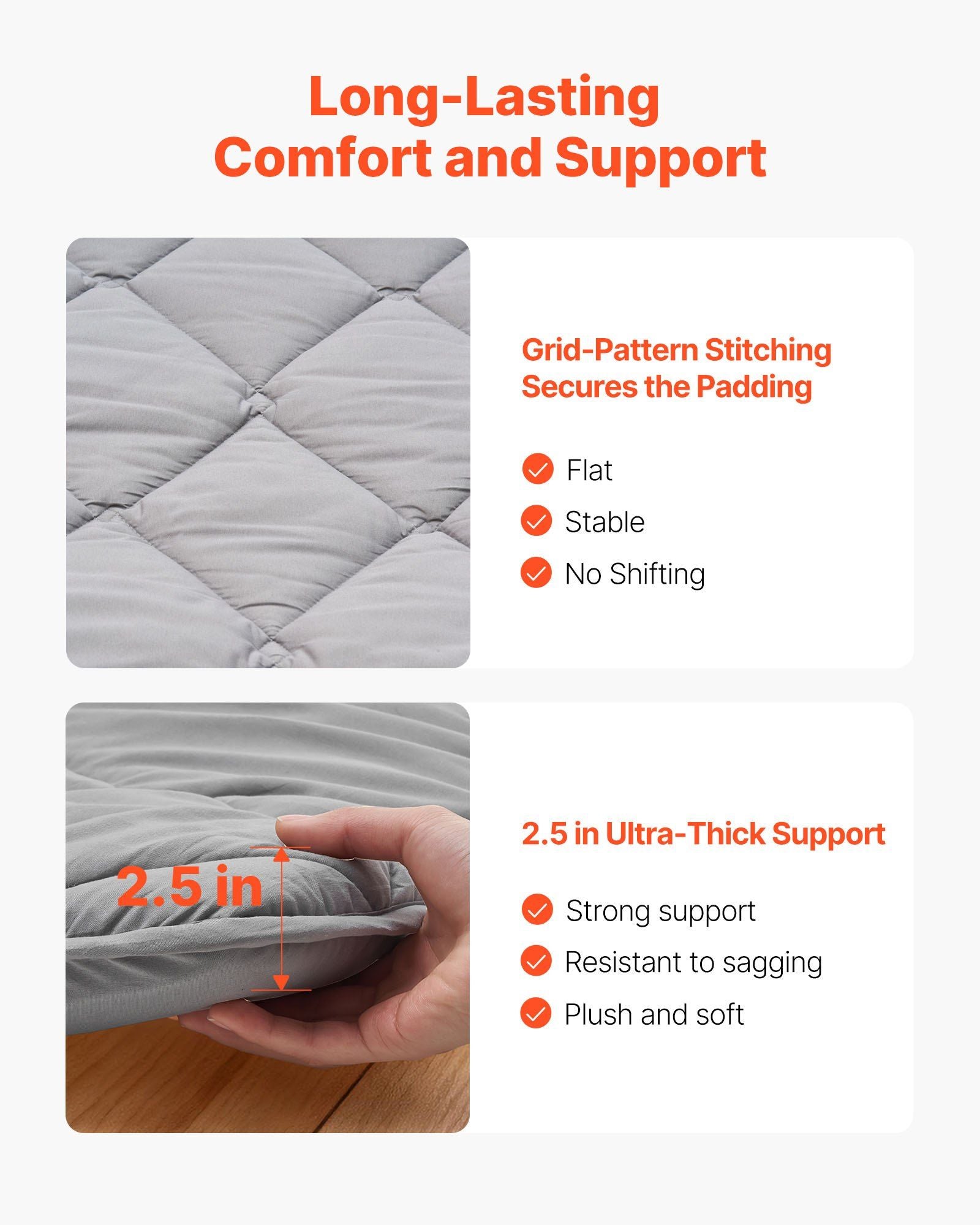 Japanese Tatami Mat, Queen Size Foldable Japanese Tatami Mattress, Futon Mattress with Storage Bag & Fastener, 9-Layer Floor Mat for Sleeping, Dorm, Meditation, Yoga, 2032 x 1524 x 63.5 mm, Gray