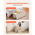 Foldable Storage Ottoman Bench Beige Linen End Bed Seat 660lbs Capacity