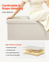 Foldable Storage Ottoman Bench, End of Bed Bench with Side Bags, Folding Upholstered Storage Chest Supports 660 lbs, Linen Bed Ottoman with Large Space for Living Room, Bedroom, Entryway, Beige